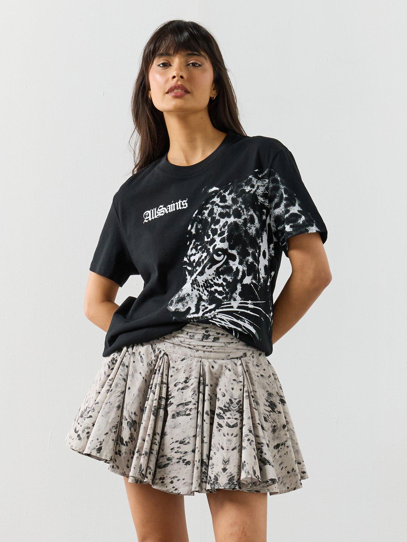 AllSaints: Zaya Boyfriend T-Shirt - Black