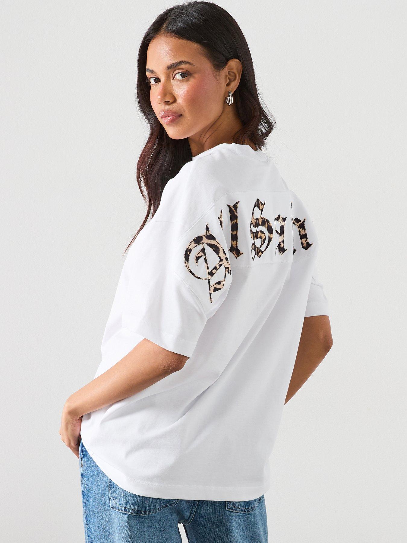 AllSaints Fuse Etta Oversized Slogan T-Shirt - Optic White