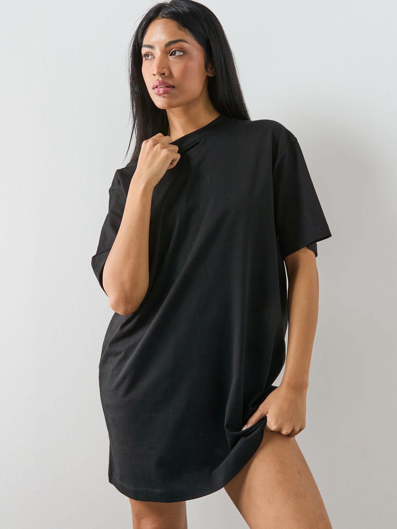 Image 2 of 6 of AllSaints Fuse Tee Dress - Black