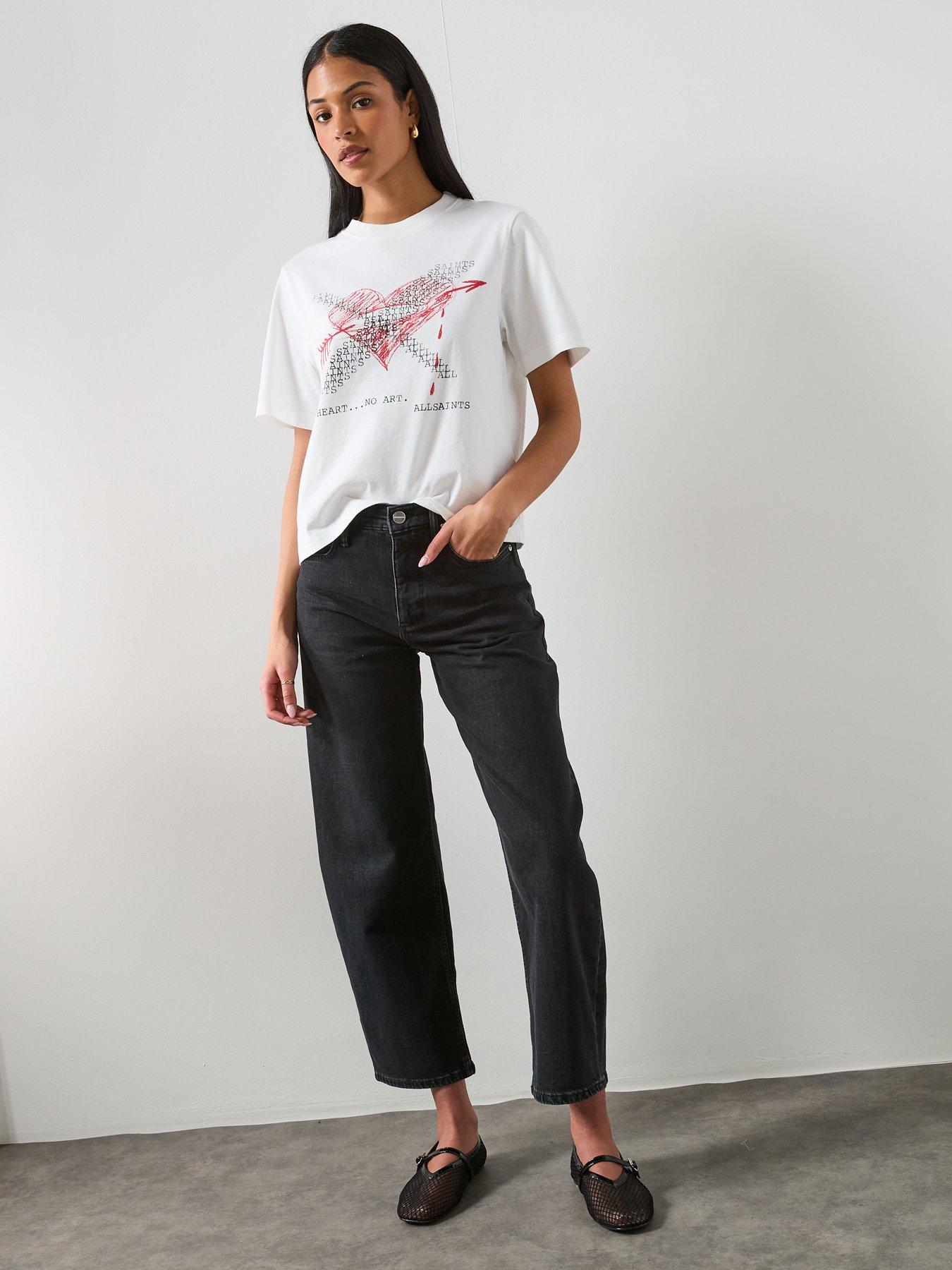 Image 3 of 6 of AllSaints Heartache Lisa Crew Neck T-Shirt - White