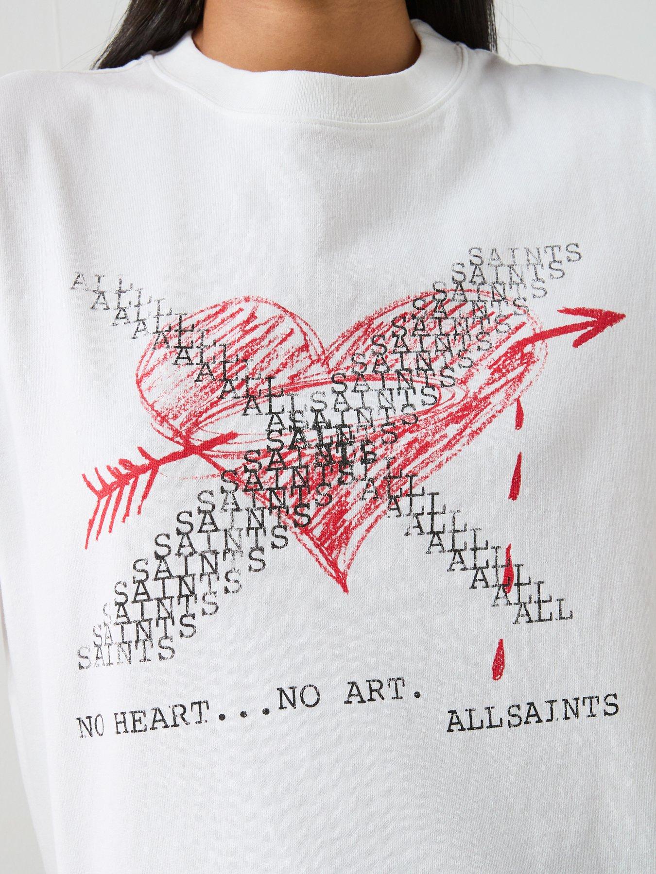 Image 4 of 6 of AllSaints Heartache Lisa Crew Neck T-Shirt - White