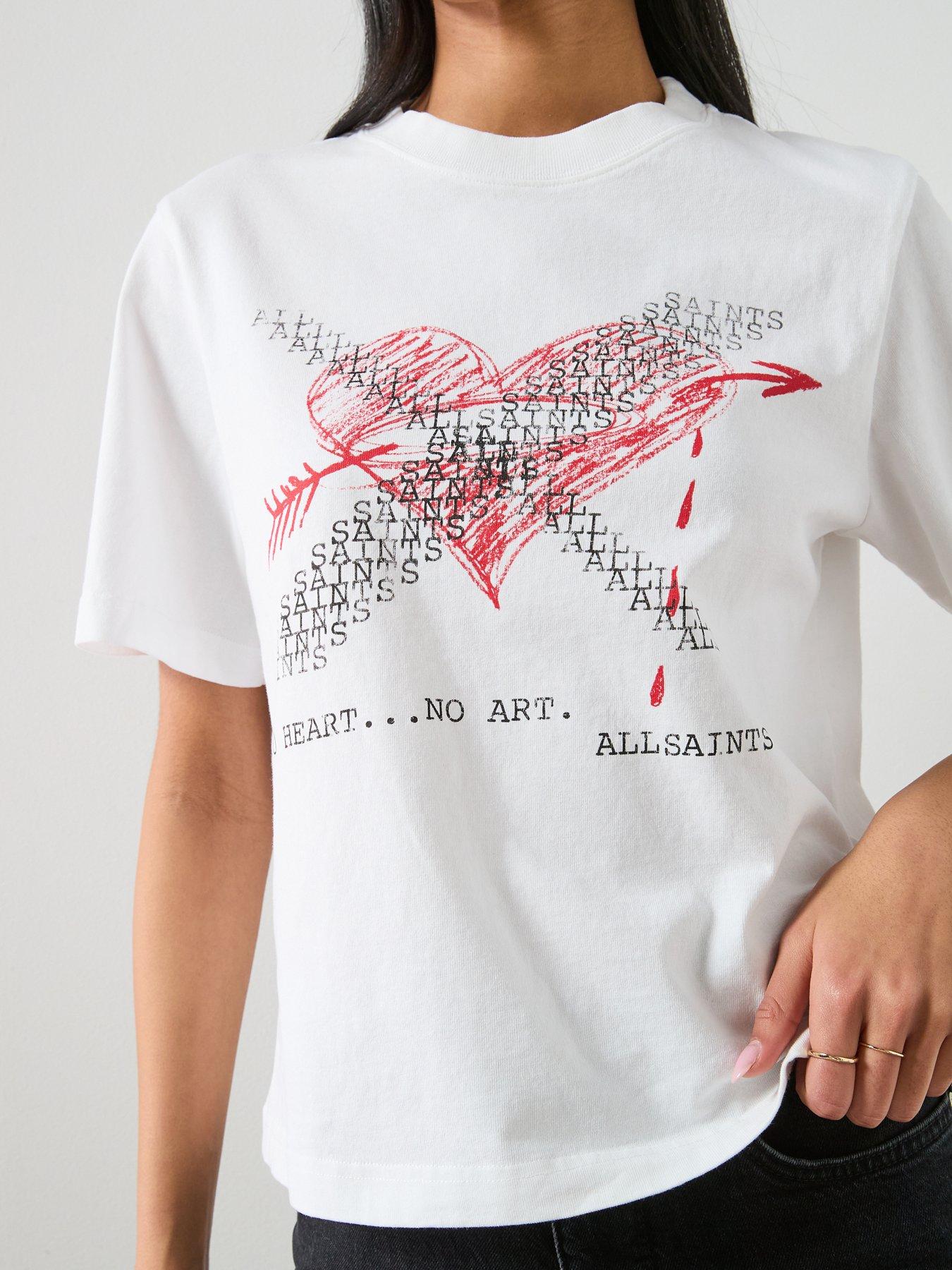 Image 5 of 6 of AllSaints Heartache Lisa Crew Neck T-Shirt - White