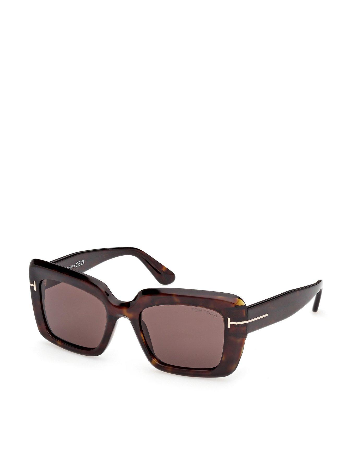 Image 2 of 7 of Tom Ford Leila Dark Havana Rectangular Sunglasses &nbsp;- Brown