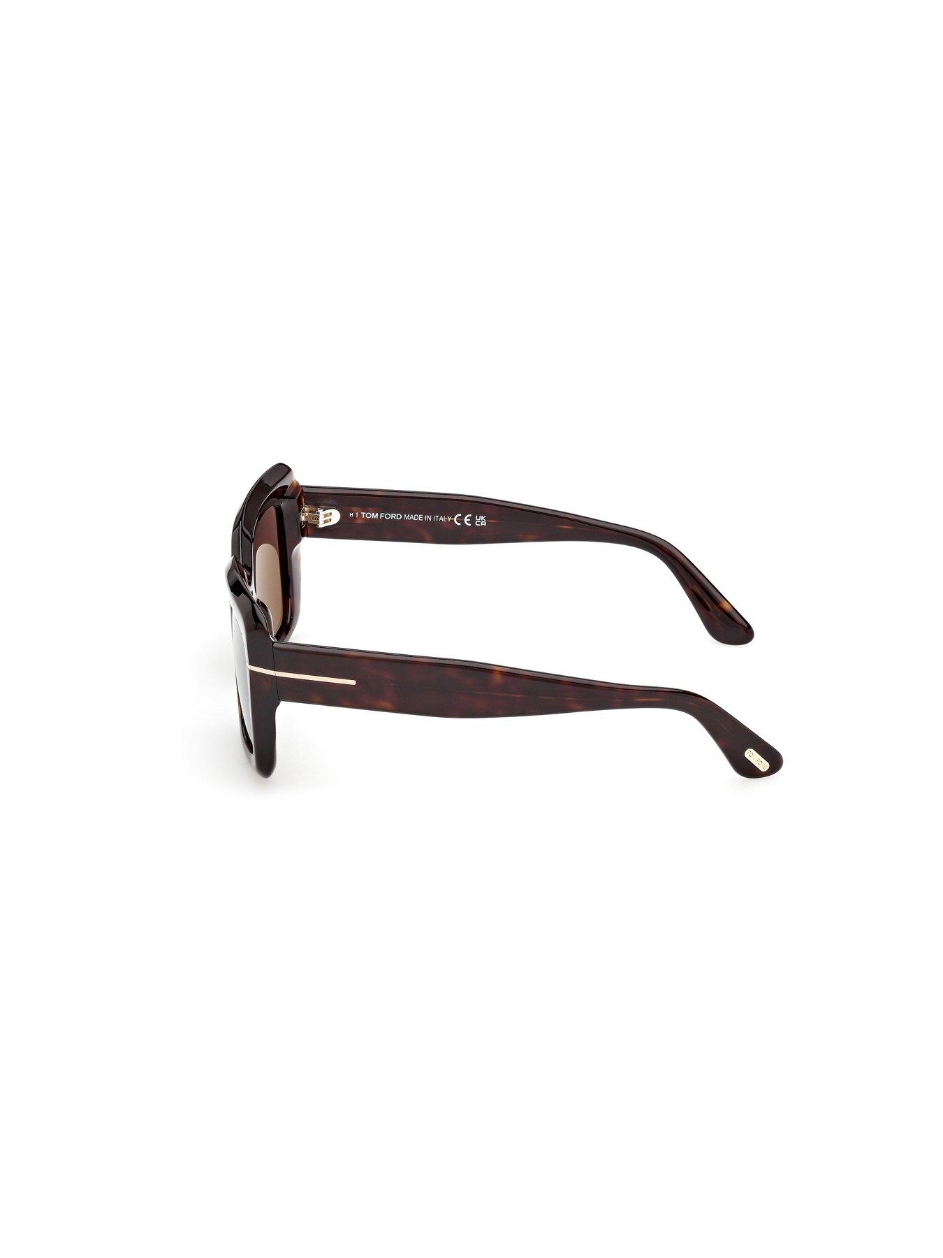 Image 3 of 7 of Tom Ford Leila Dark Havana Rectangular Sunglasses &nbsp;- Brown