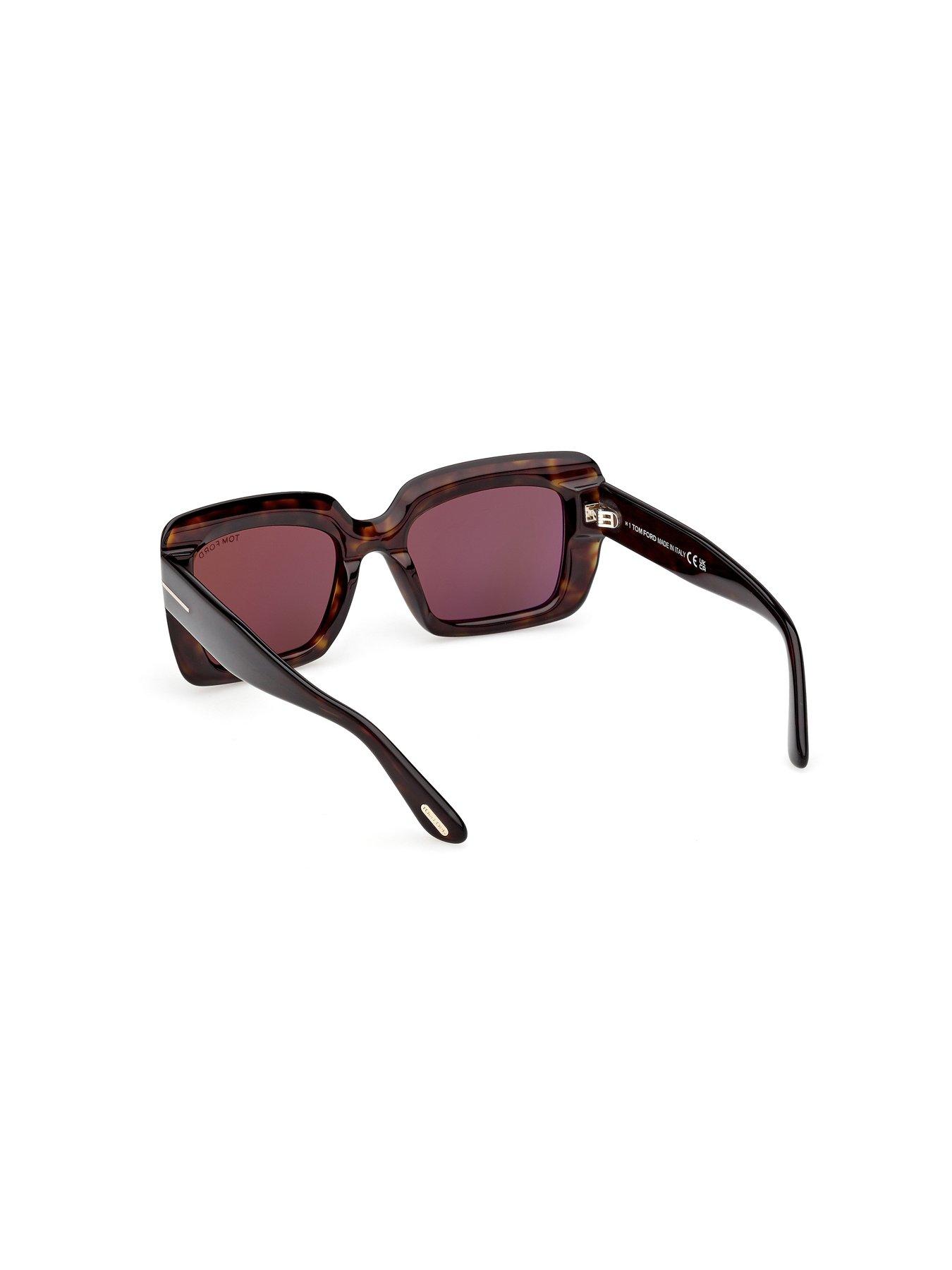 Image 4 of 7 of Tom Ford Leila Dark Havana Rectangular Sunglasses &nbsp;- Brown