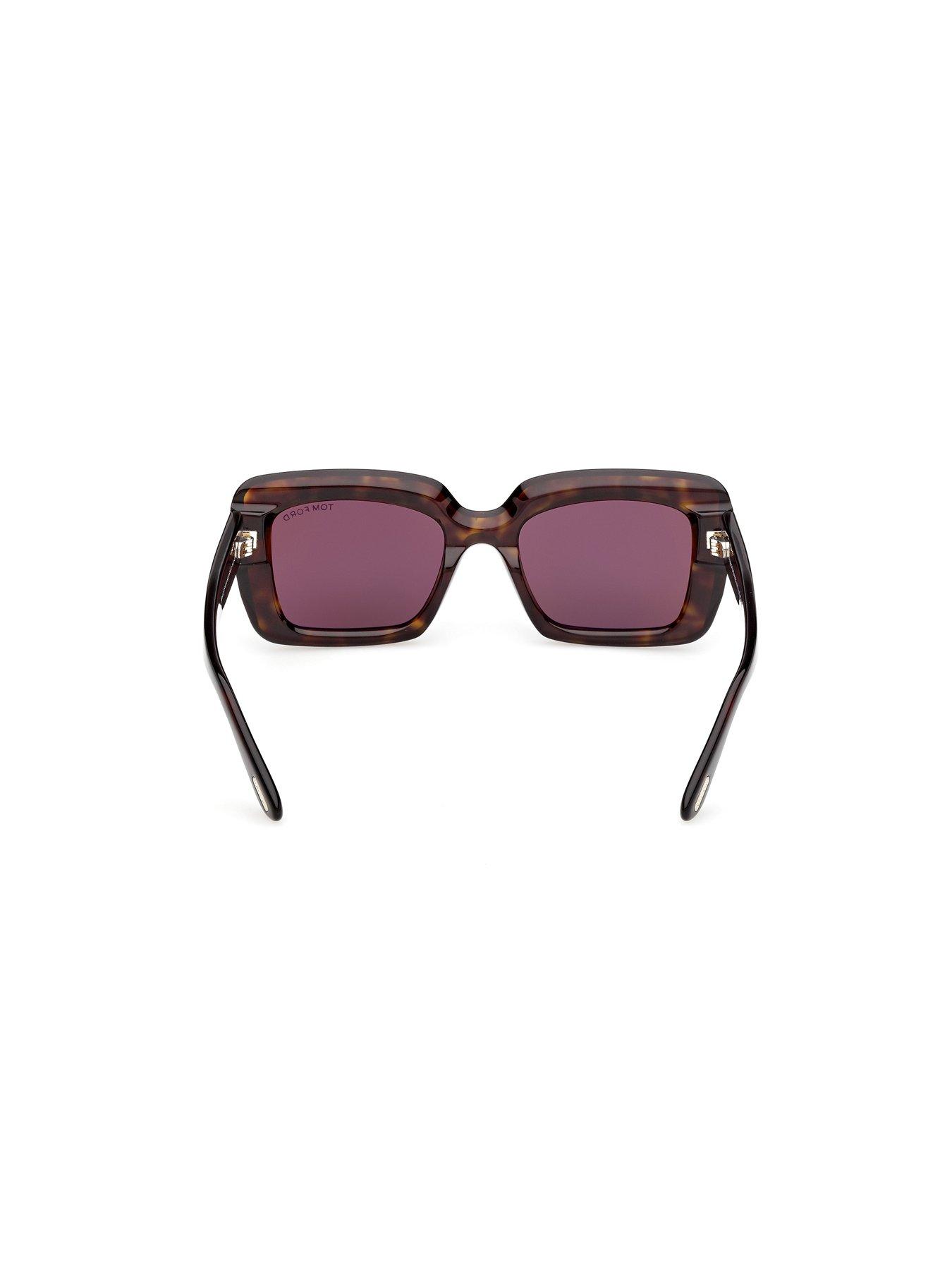 Image 5 of 7 of Tom Ford Leila Dark Havana Rectangular Sunglasses &nbsp;- Brown