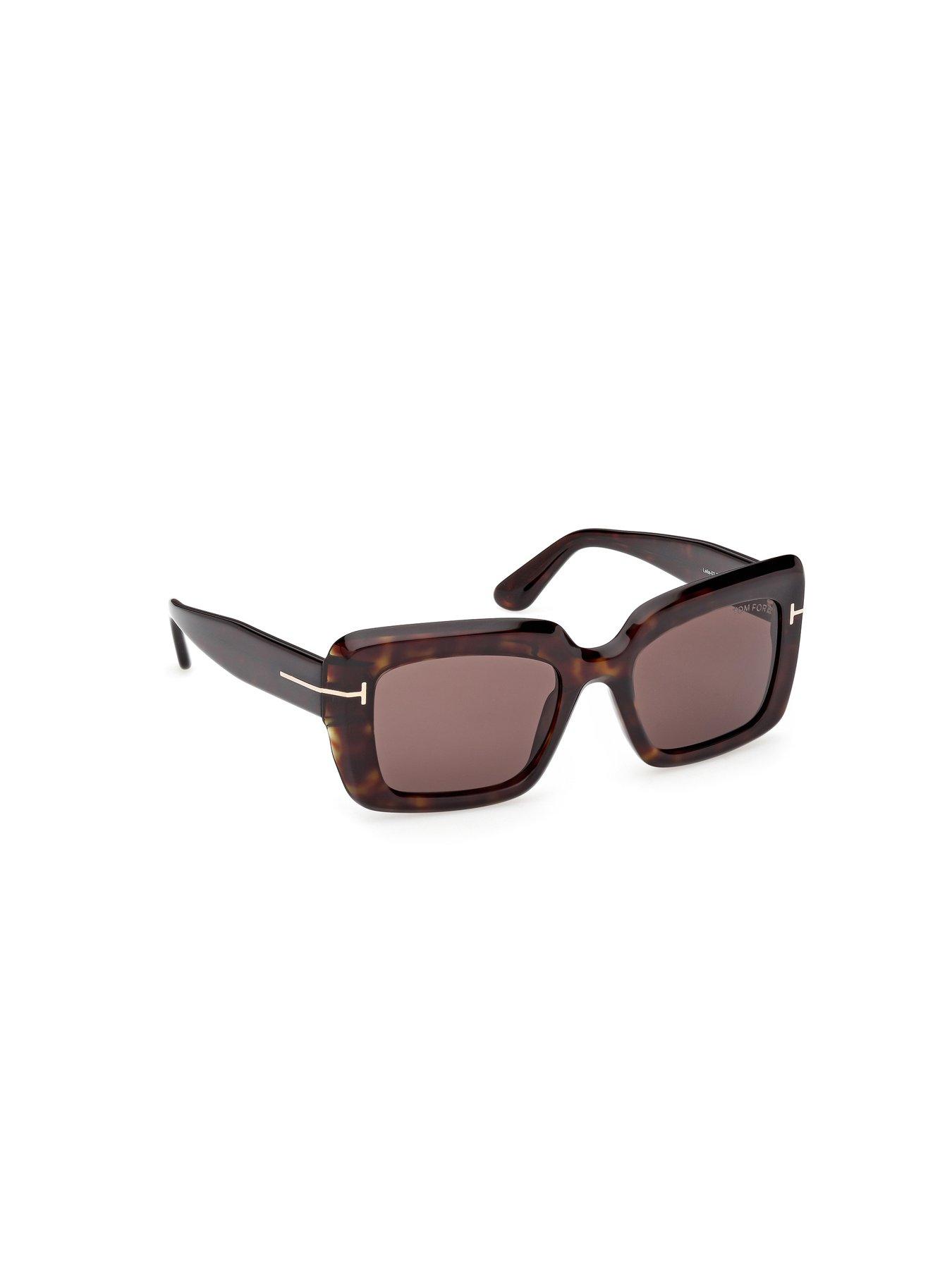 Image 6 of 7 of Tom Ford Leila Dark Havana Rectangular Sunglasses &nbsp;- Brown