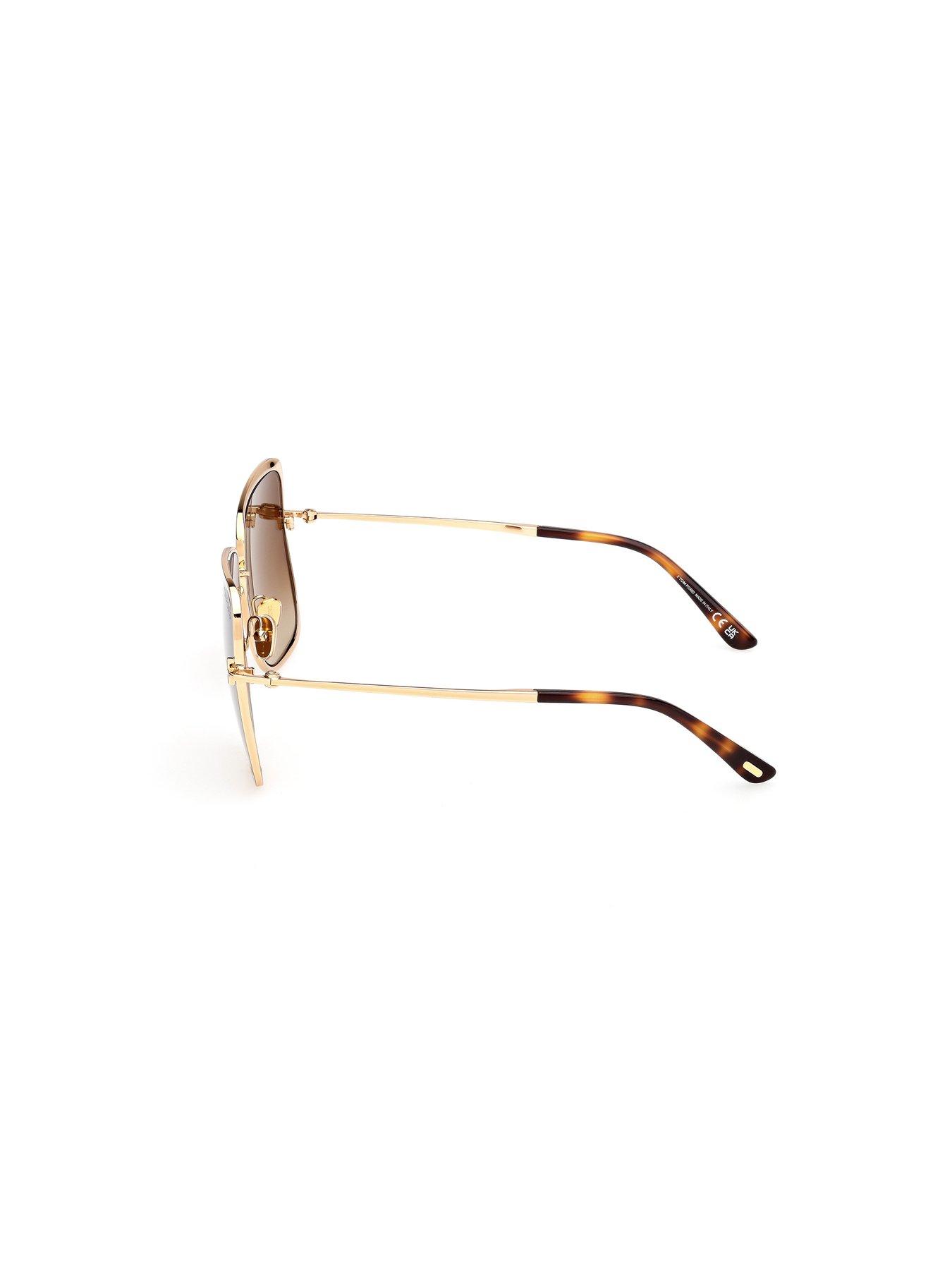 Image 3 of 7 of Tom Ford Tara &nbsp;Shiny Deep Geometric Sunglasses - Gold