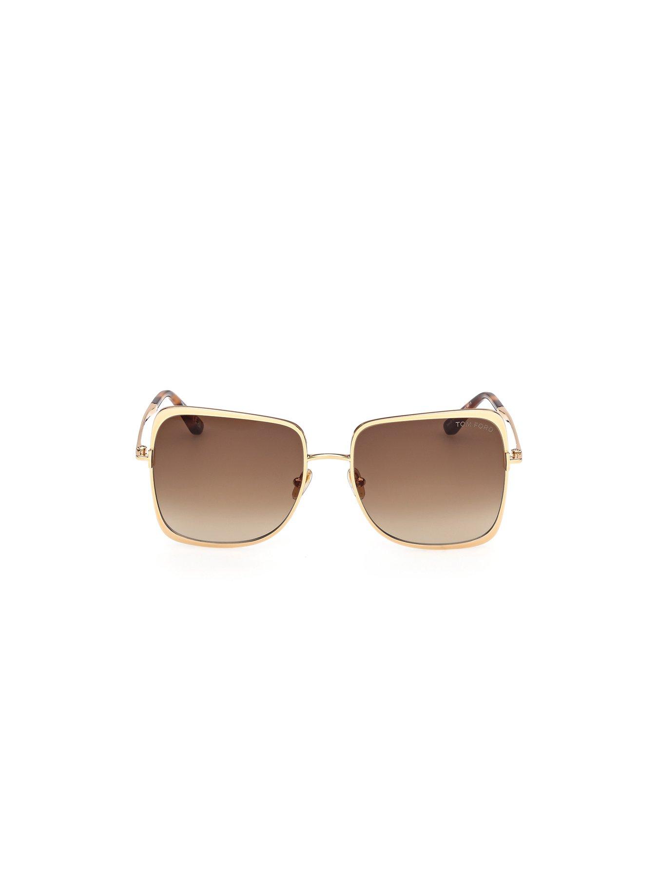 Image 4 of 7 of Tom Ford Tara &nbsp;Shiny Deep Geometric Sunglasses - Gold