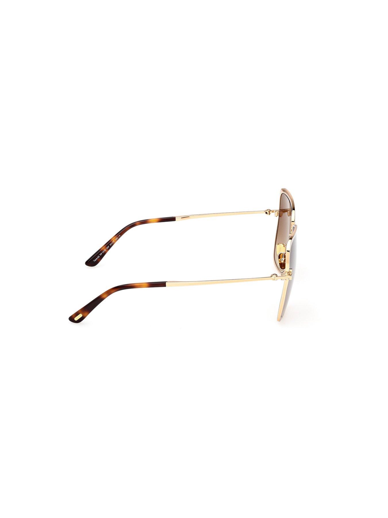Image 6 of 7 of Tom Ford Tara &nbsp;Shiny Deep Geometric Sunglasses - Gold