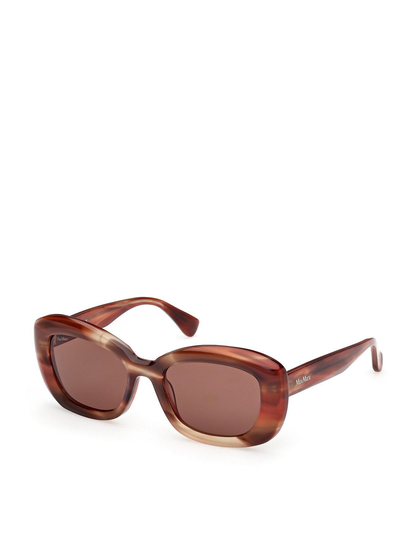 Image 1 of 7 of Max Mara Elizabeth Round Sunglasses - Red