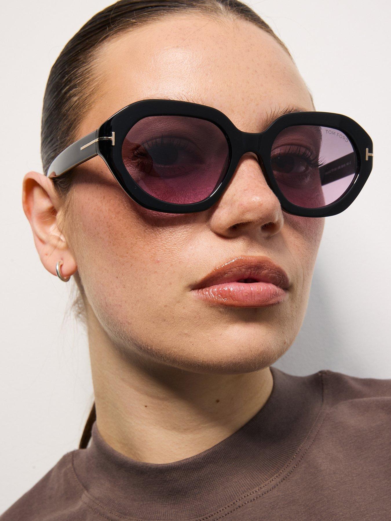 Image 1 of 6 of Tom Ford Meryl Geometric Sunglasses - Shiny Black