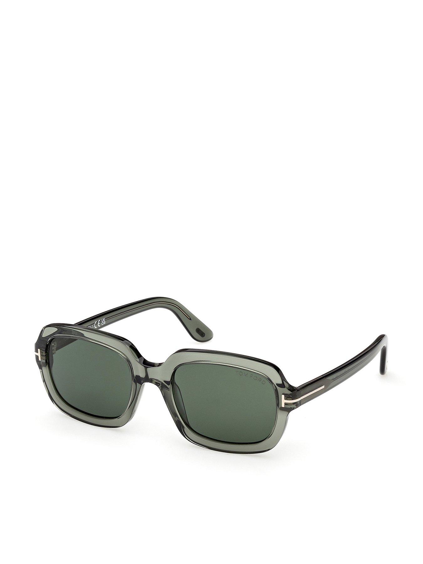 Image 1 of 5 of Tom Ford Lana-02 Rectangular Sunglasses - Shiny Dark Green