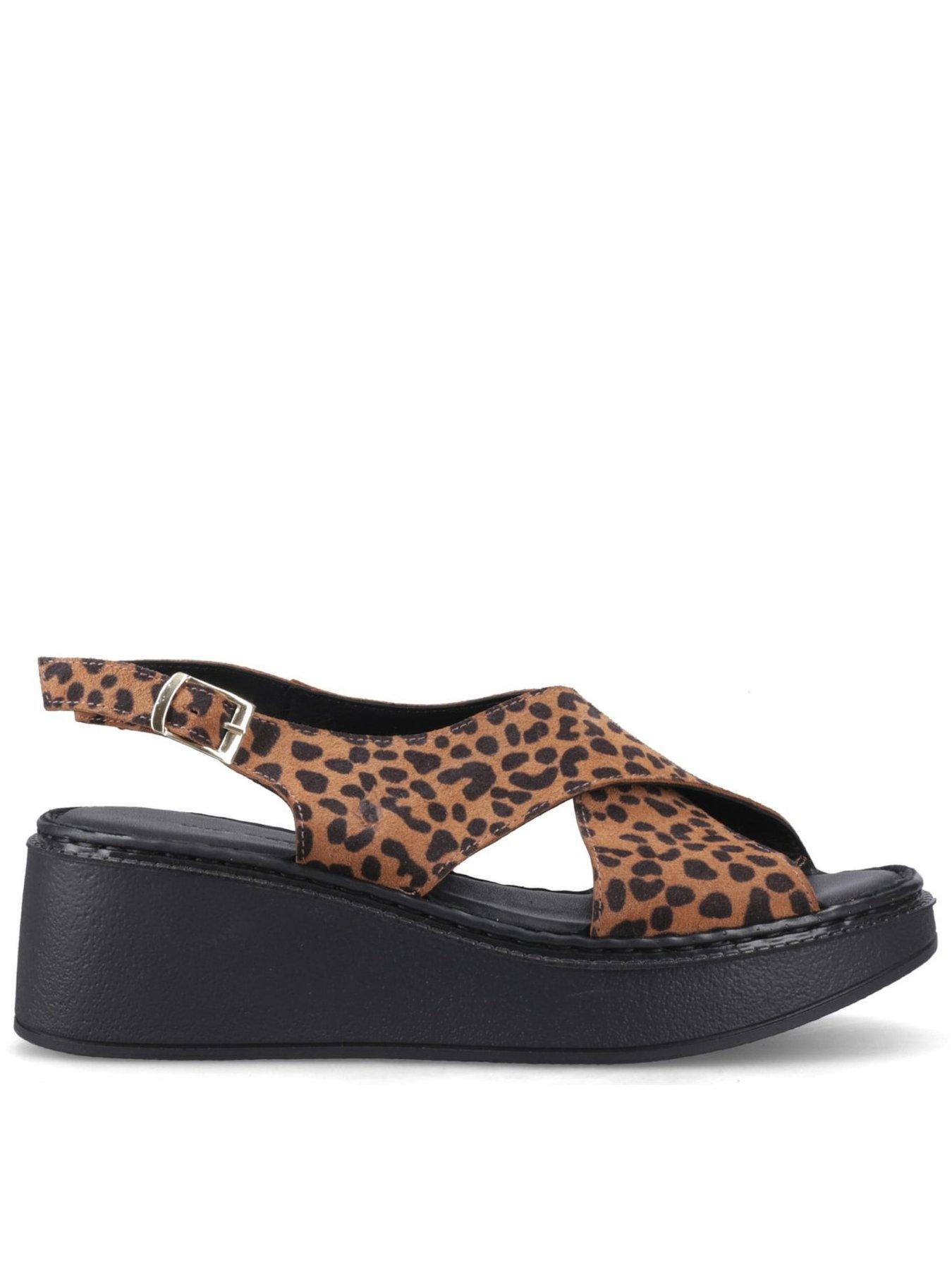 Hush Puppies Bex Wedge Sandal-leopard/black