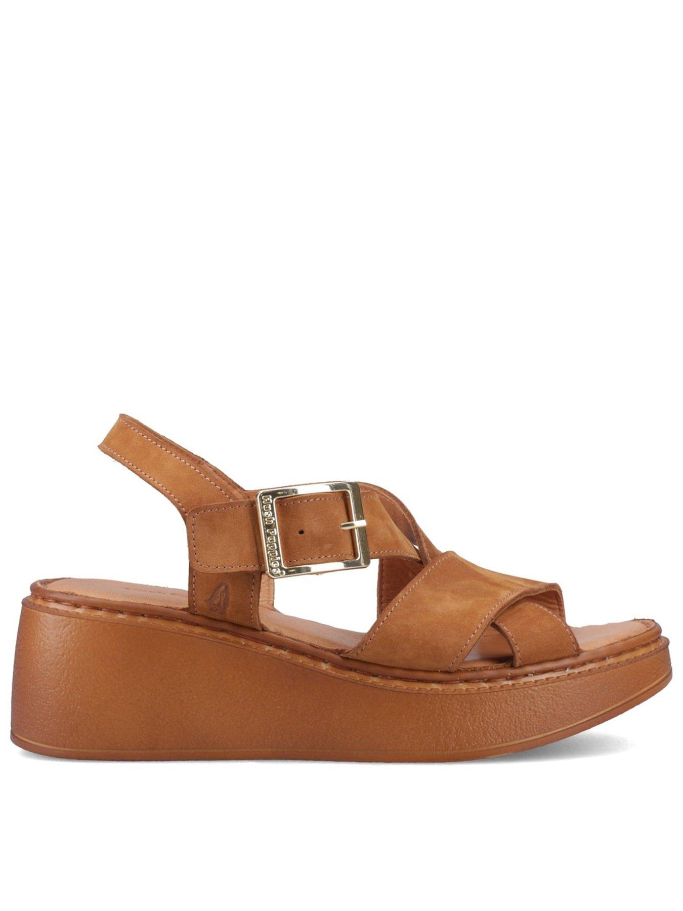 Hush Puppies Bretta Wedge Sandal-tan Nubuck