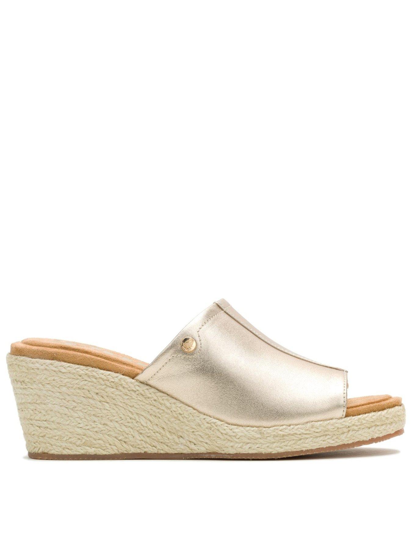 Hush Puppies Willow Rattan Slide Wedge-gold