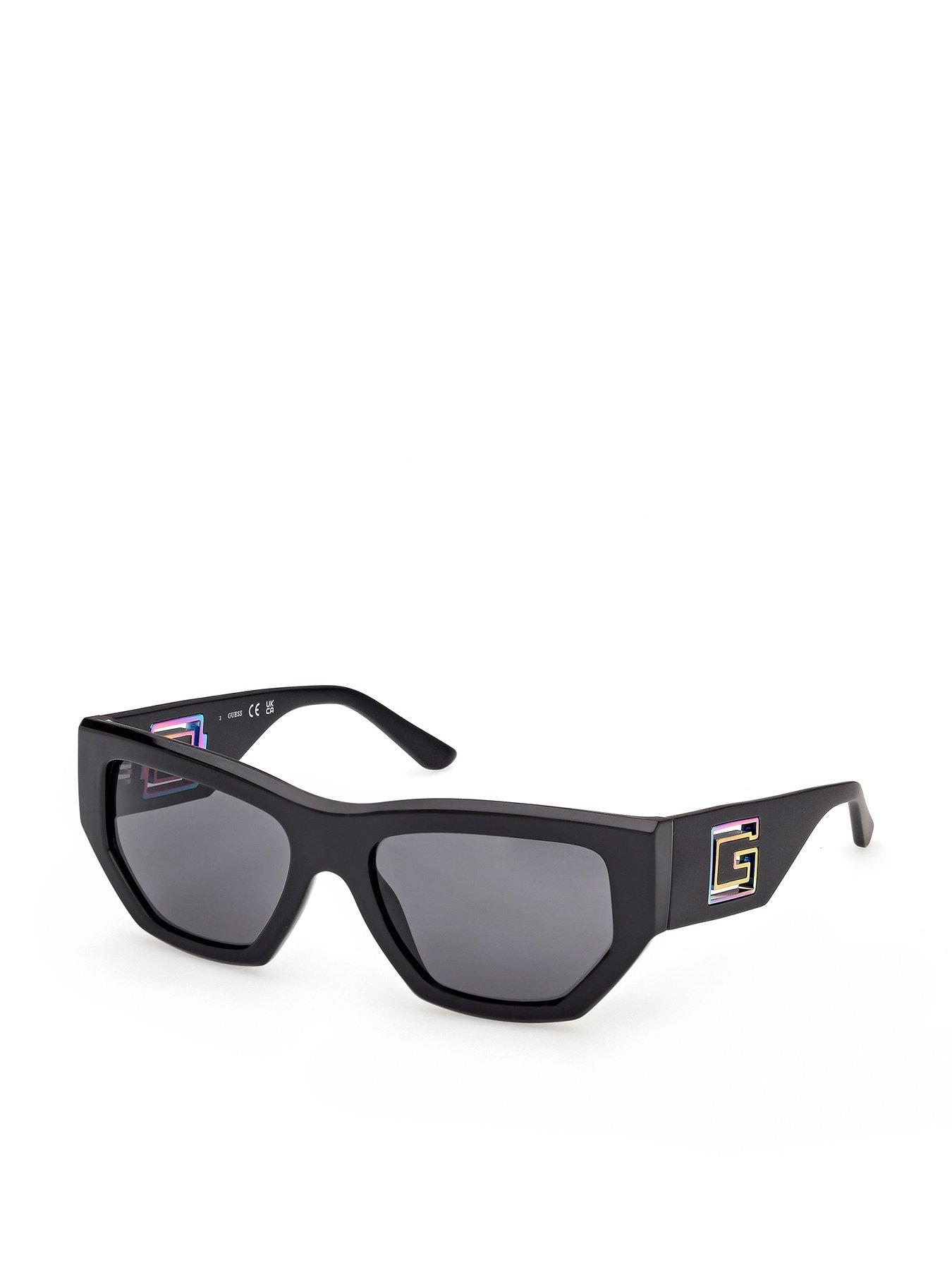 Image 1 of 5 of Guess Geometric Sunglasses - Shiny Black