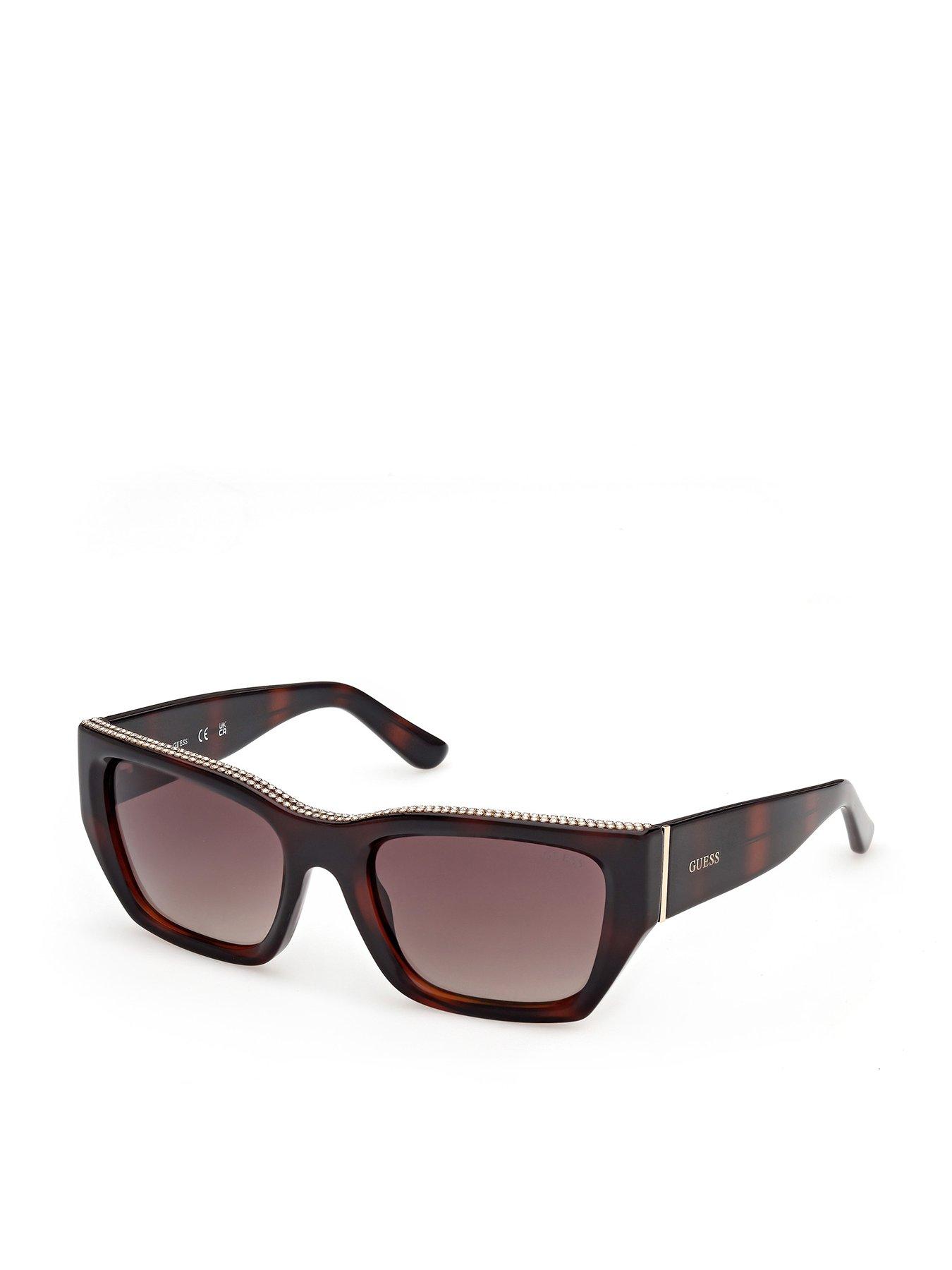Image 1 of 5 of Guess Rectangular Sunglasses - Dark Havana