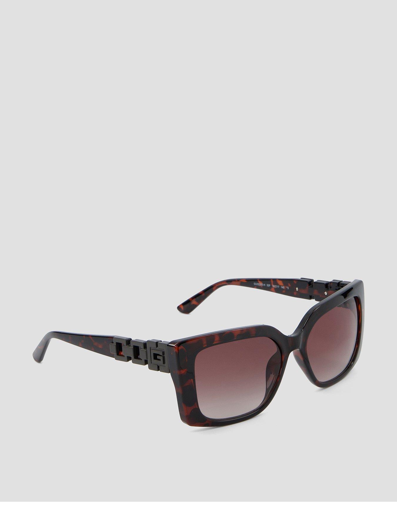 Image 1 of 4 of Guess Rectangular Sunglasses - Dark Havana