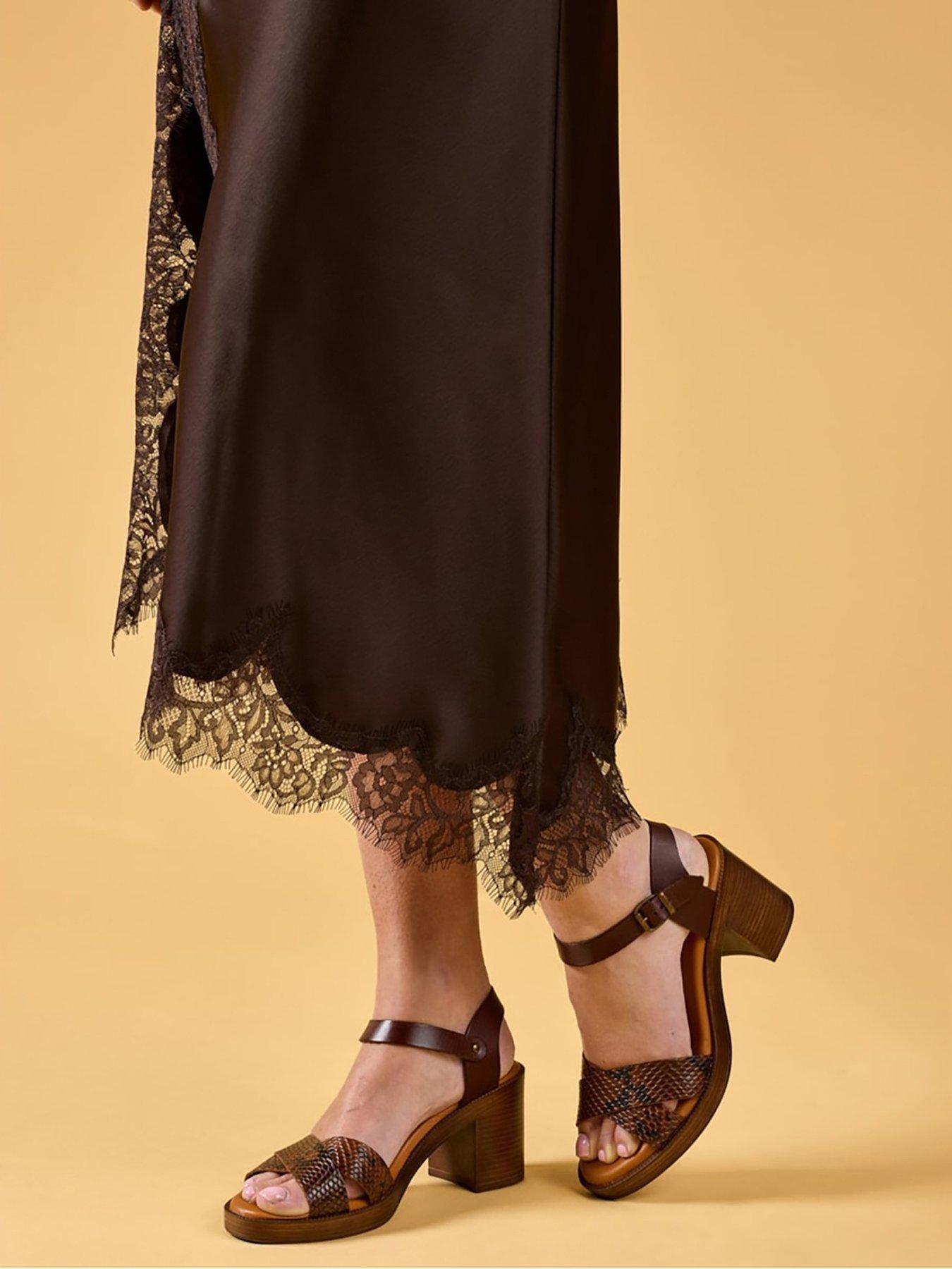Hush Puppies Georgia Heeled Sandal-chocolate Snake