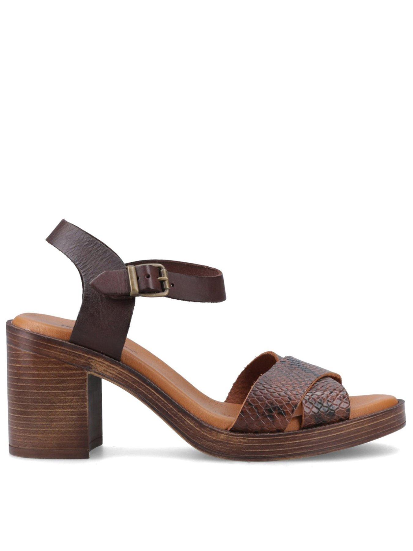 Hush Puppies Georgia Heeled Sandal-chocolate Snake