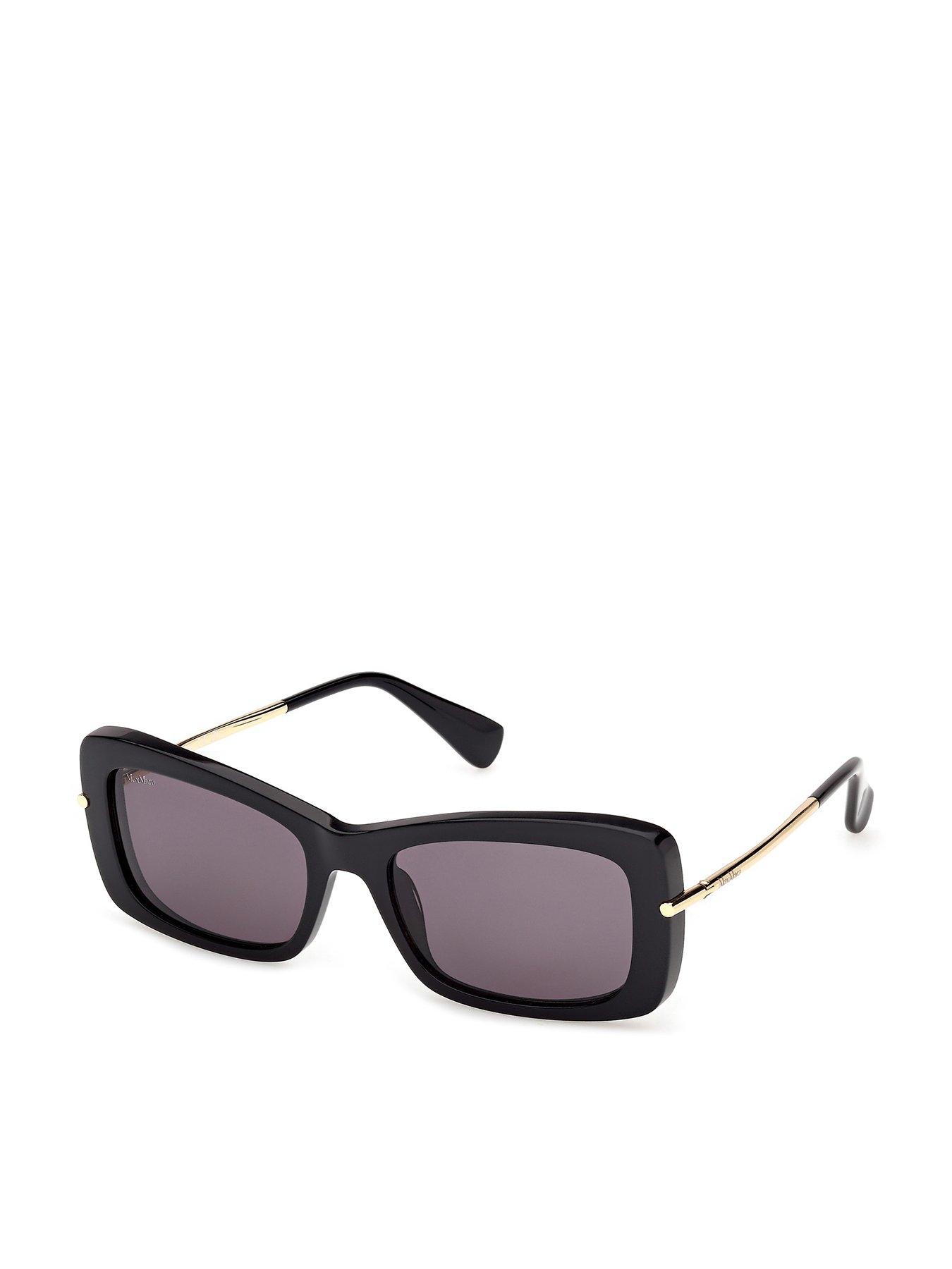 Image 1 of 5 of Max Mara Rectangular Acetate Sunglasses - Shiny Black