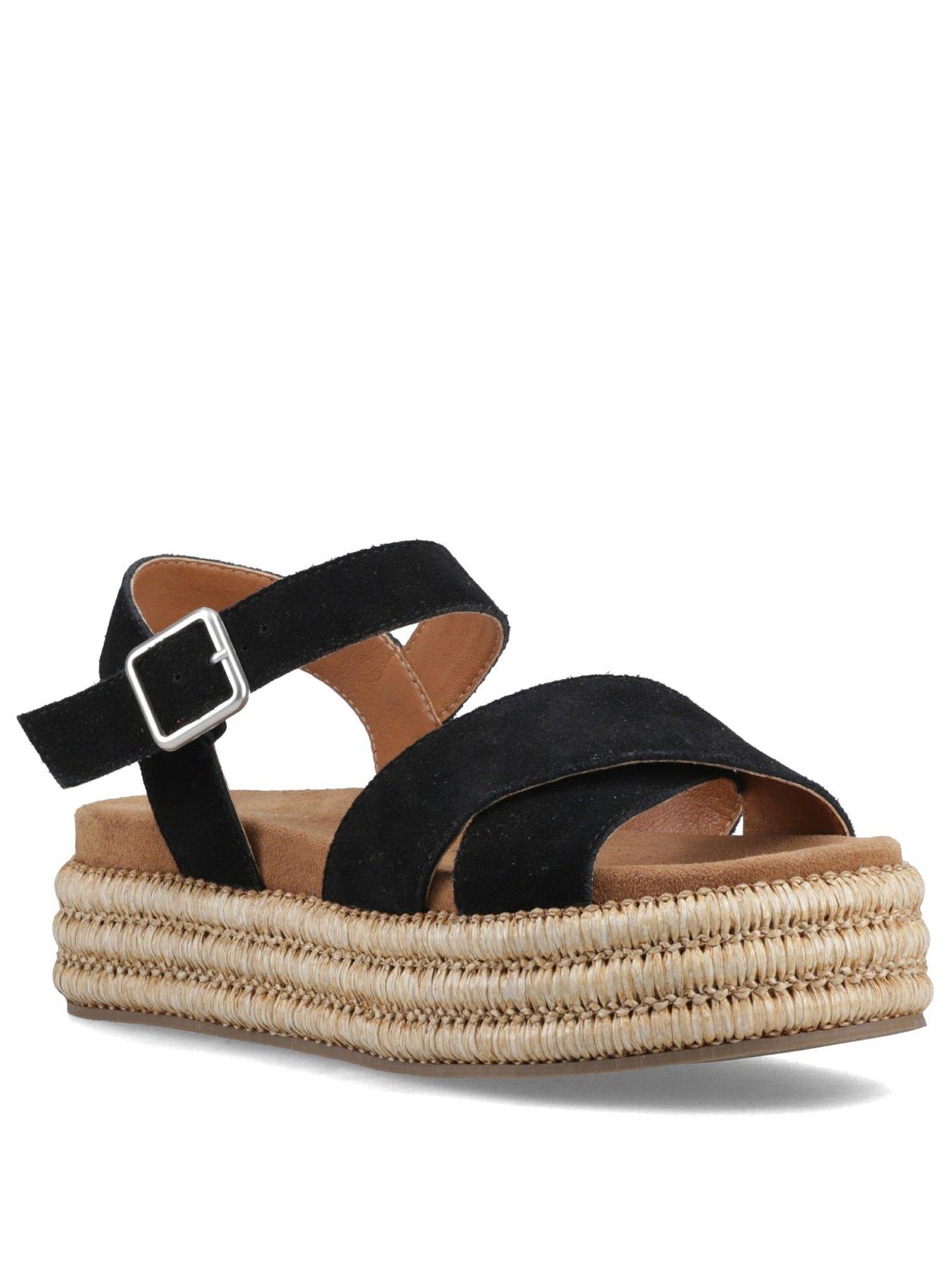Image 3 of 7 of Hush Puppies Rosa Raffia Sandals&nbsp;- Black