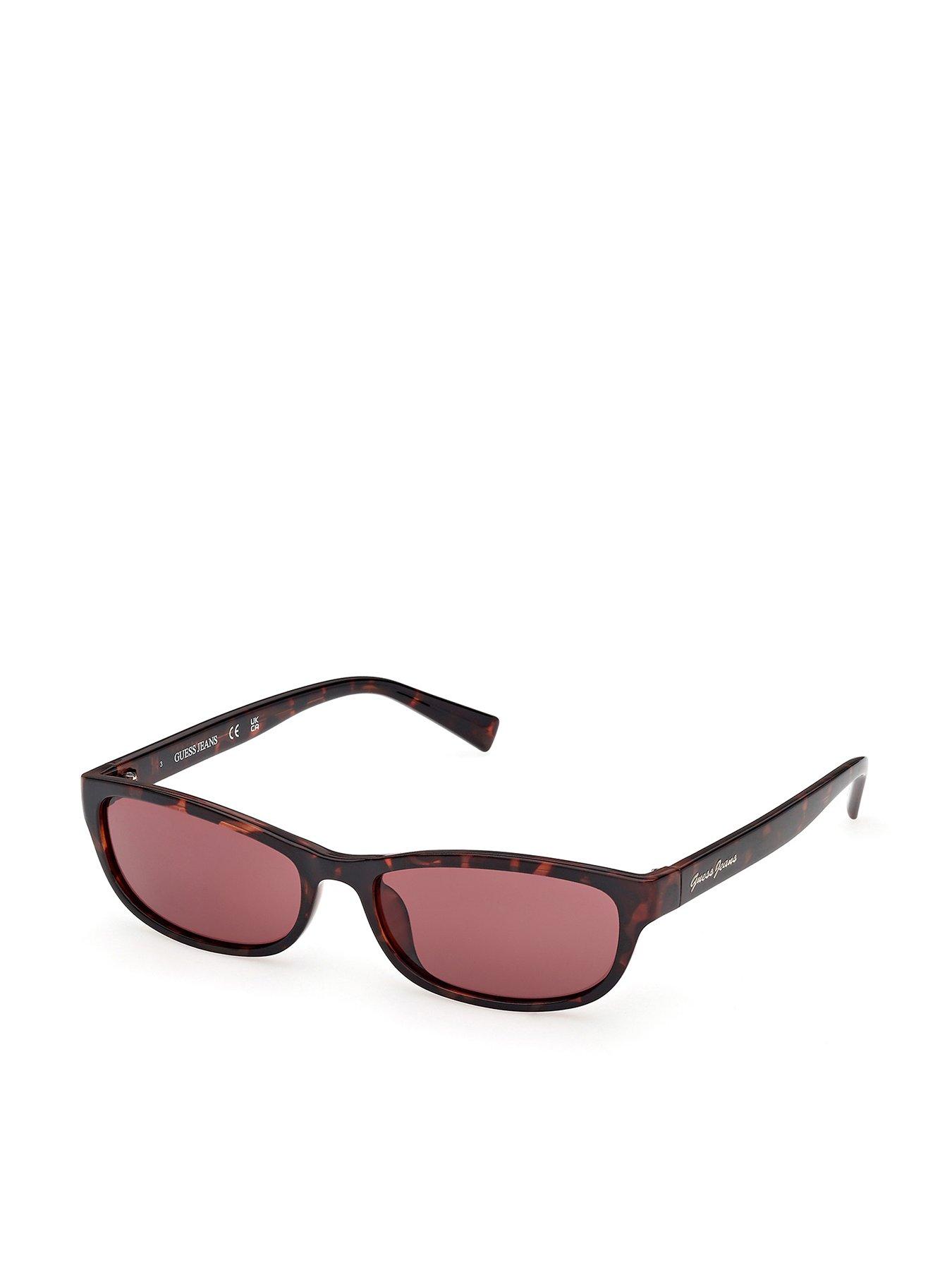 Image 1 of 5 of Guess Jeans Rectangular Injected Sunglasses - Dark Havana
