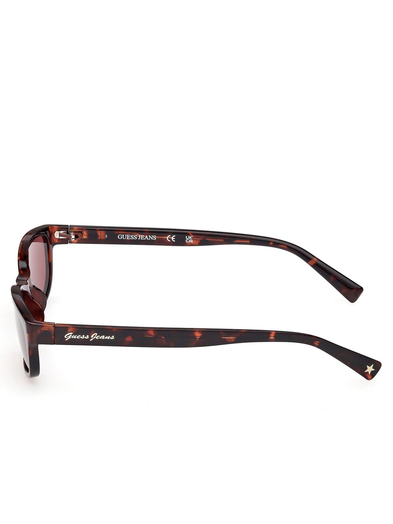 Image 3 of 5 of Guess Jeans Rectangular Injected Sunglasses - Dark Havana