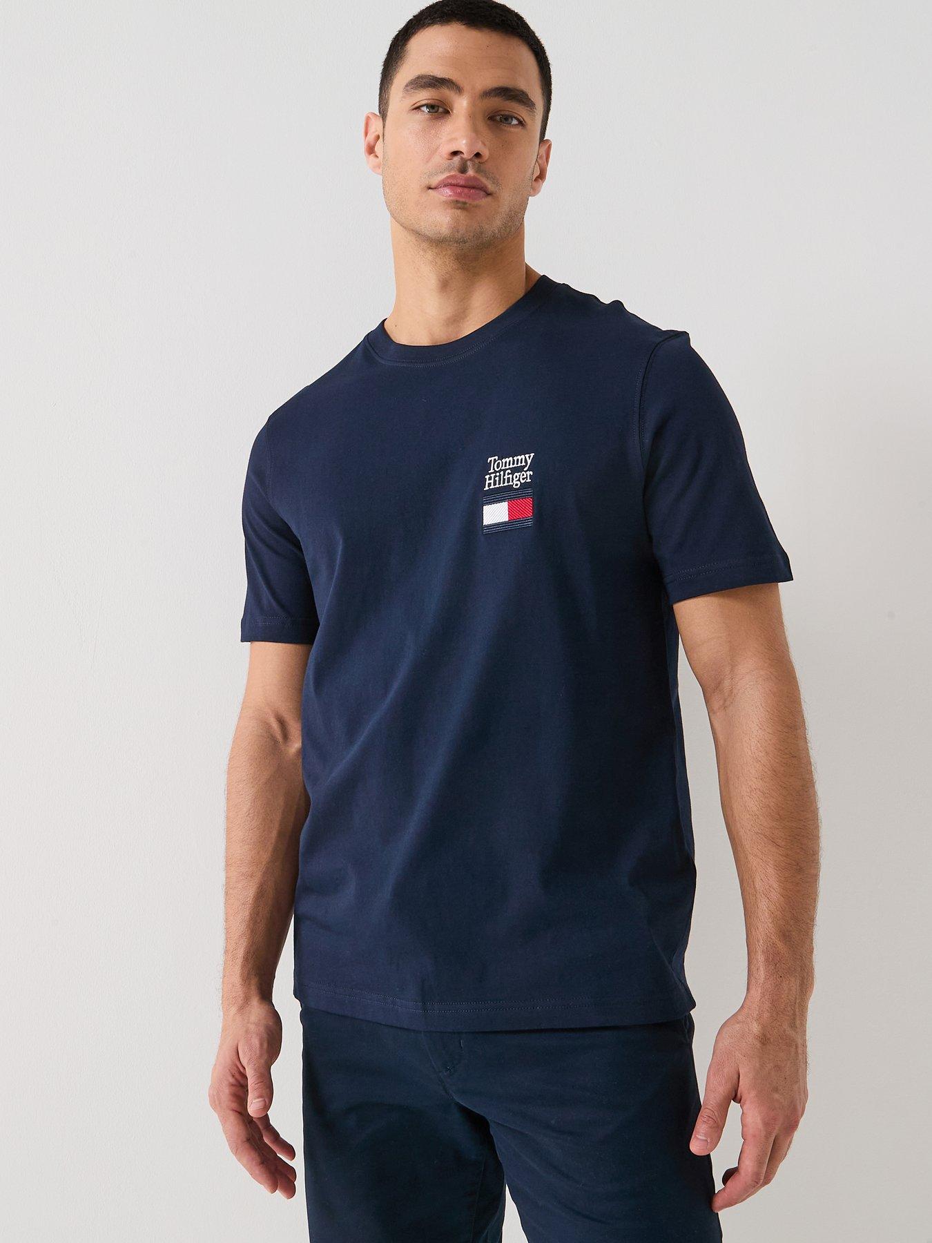 Tommy Hilfiger Short Sleeve Crew Neck Logo T-Shirt, Navy Blue, Size M, Men