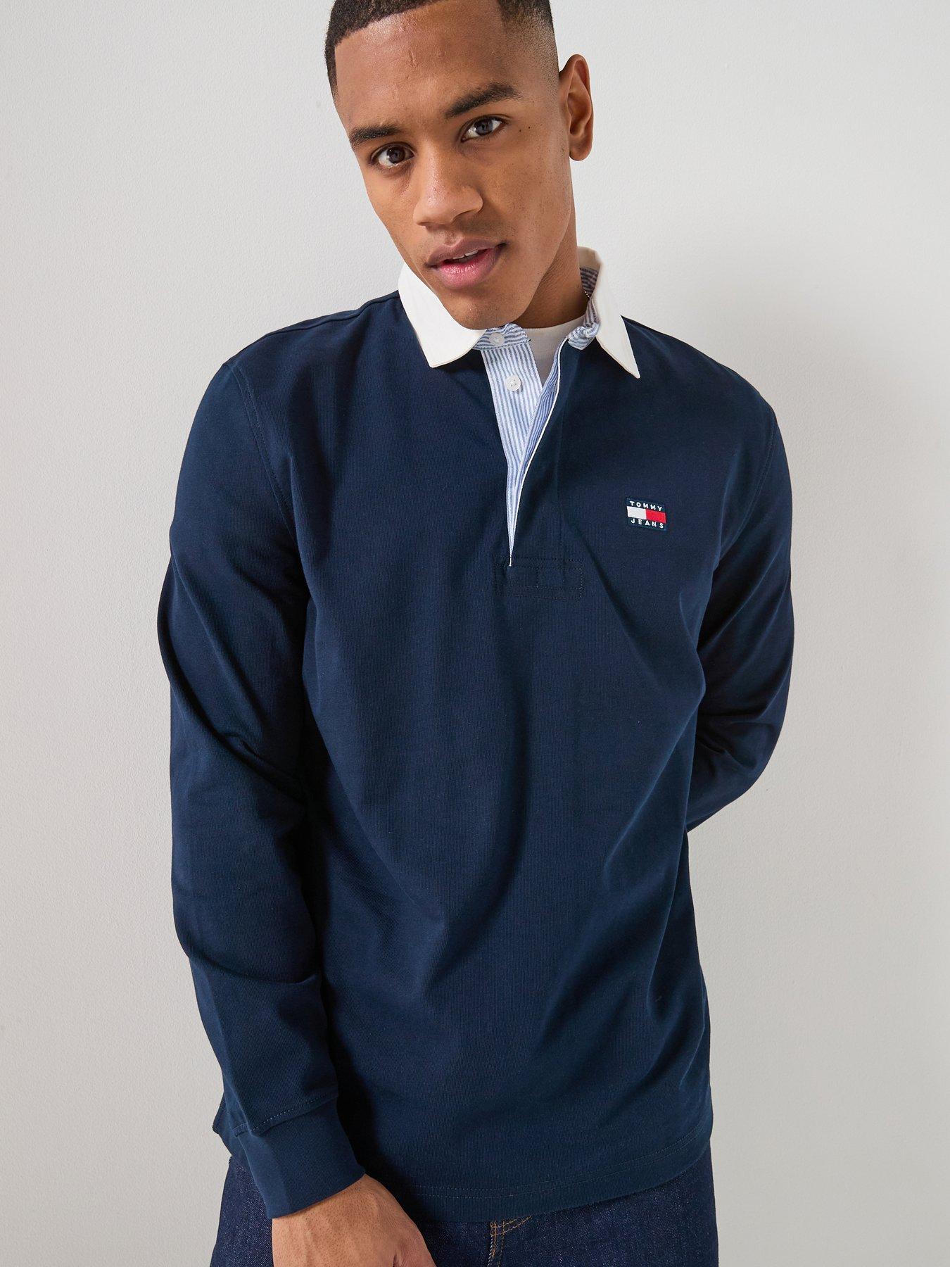 Tommy Jeans Relaxed Essential Badge Rugby Polo Shirt - Navy