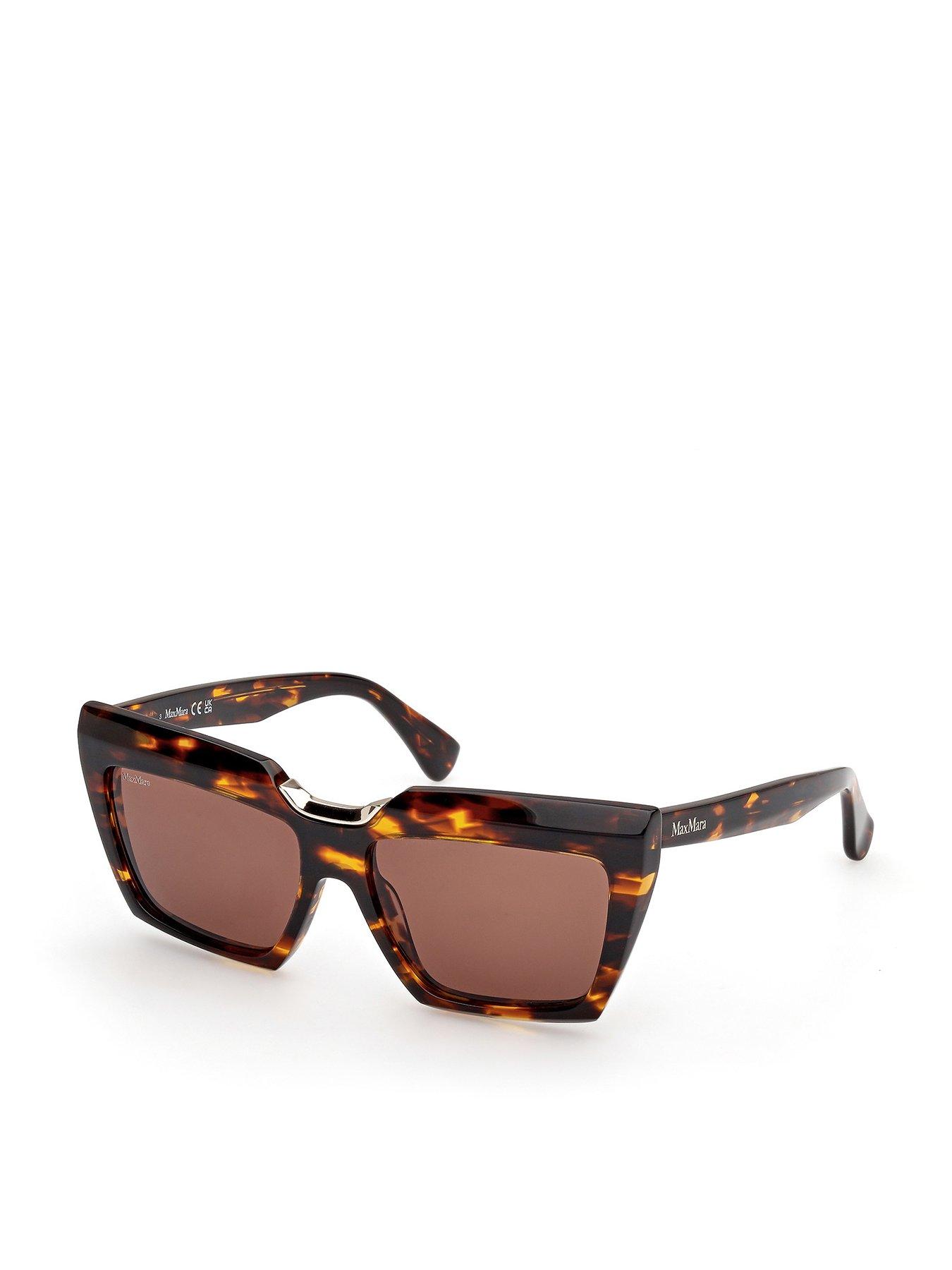 Image 1 of 6 of Max Mara Spark Rectangular Sunglasses - Dark Havana