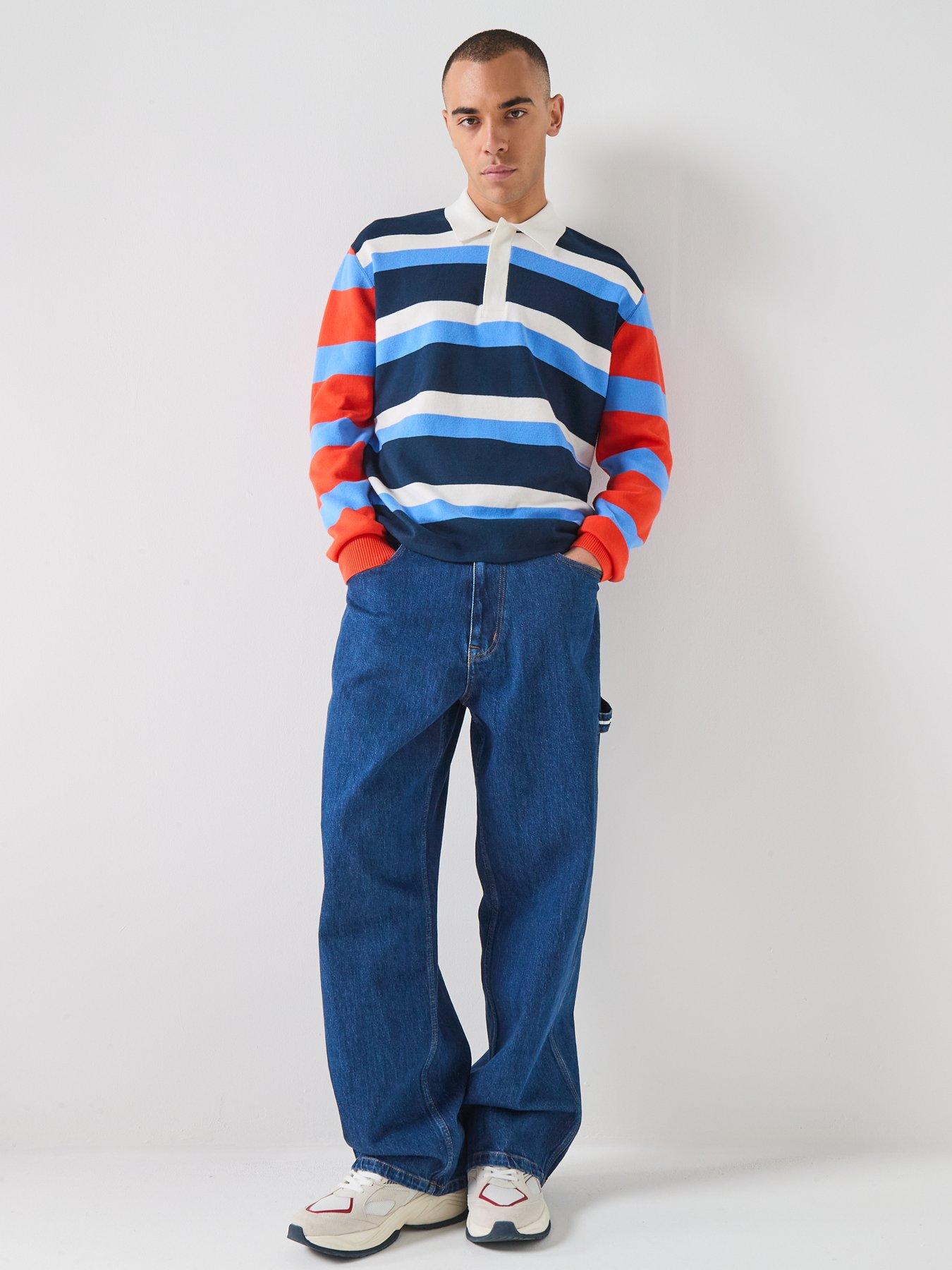 Tommy Jeans Regular Fit Rugby Knitted Jumper - Blue | Very