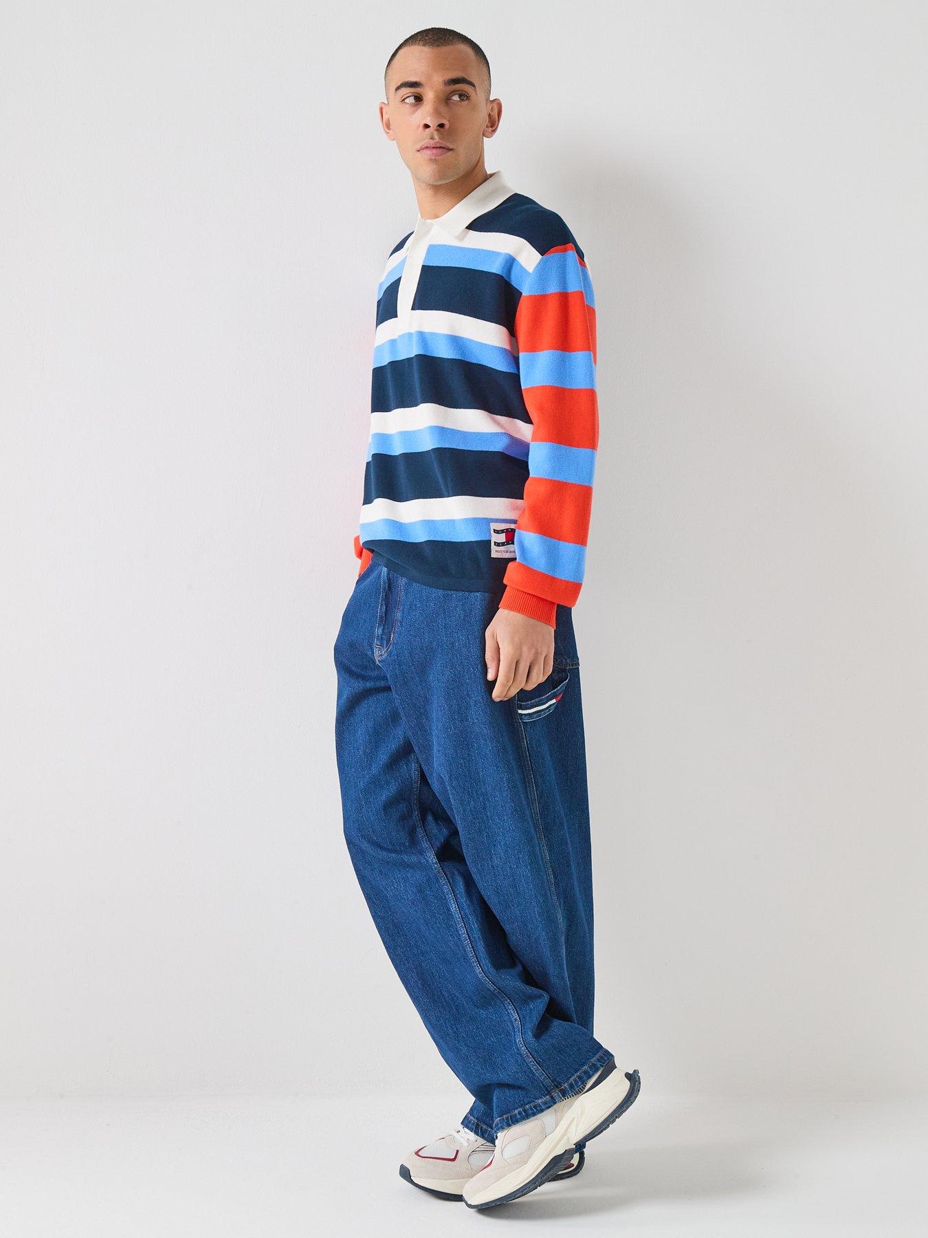 Tommy Jeans Regular Fit Rugby Knitted Jumper - Blue | Very
