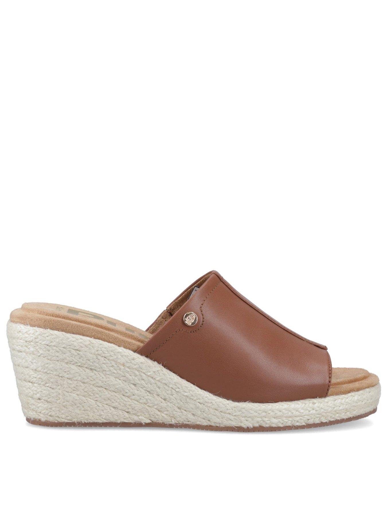 Image 1 of 5 of Hush Puppies Willow Rattan Slide Wedge Sandals&nbsp;- Tan