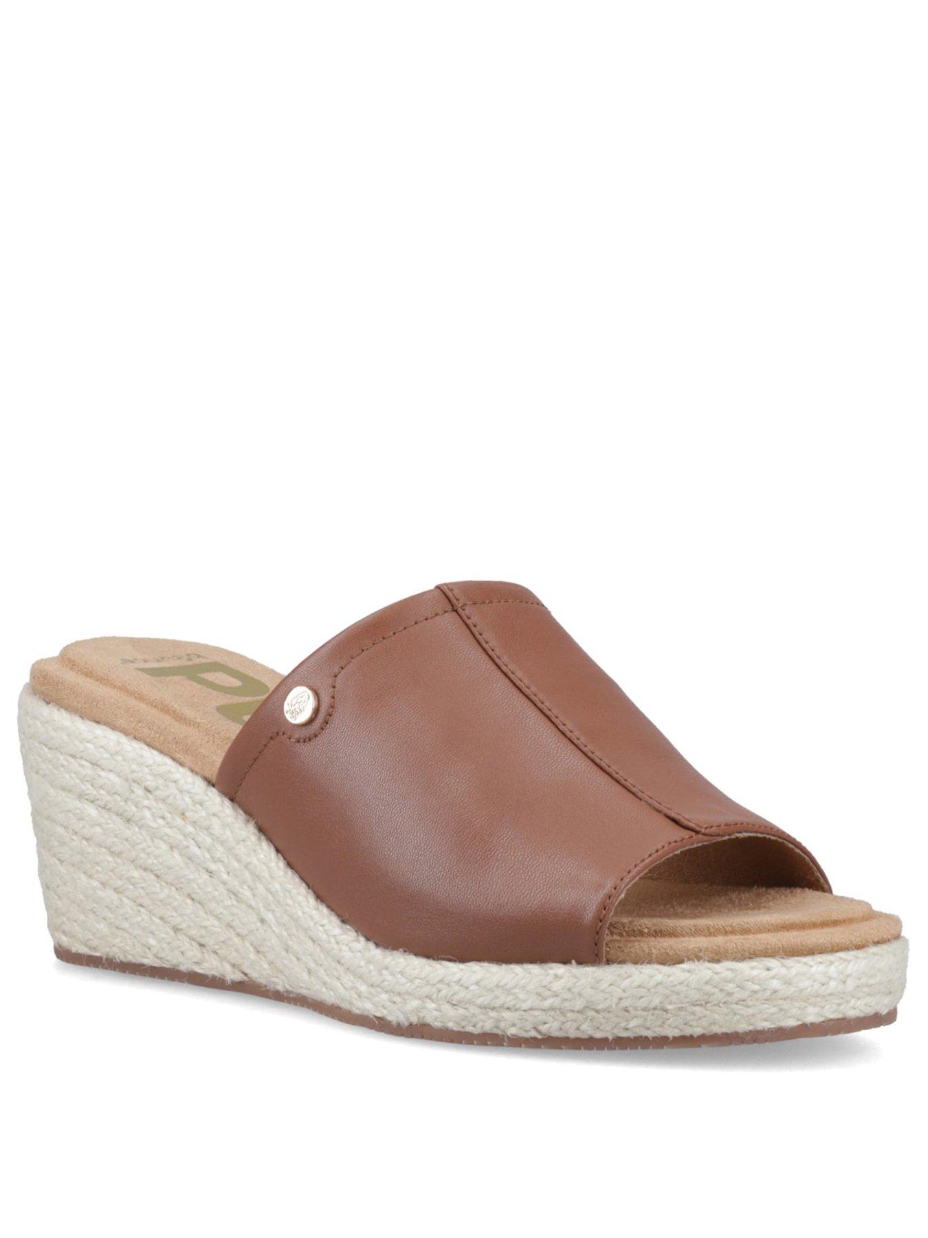 Image 2 of 5 of Hush Puppies Willow Rattan Slide Wedge Sandals&nbsp;- Tan