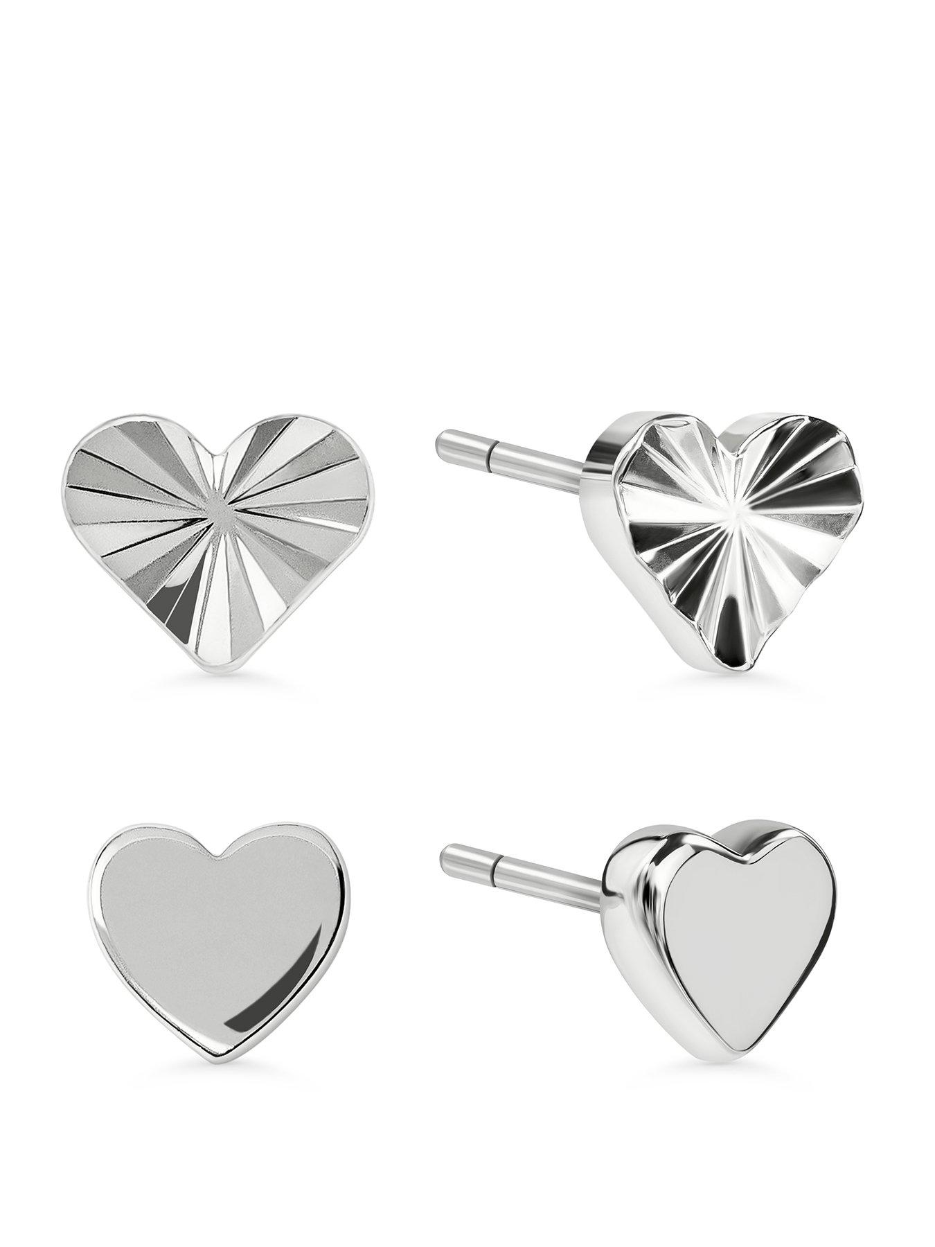 Radley Silver Plated Textured Heart Twinpack Earrings