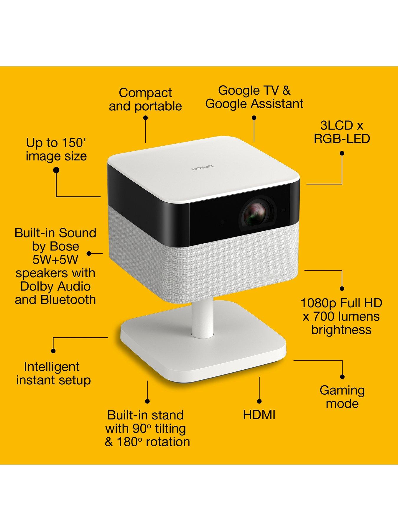 Image 2 of 7 of Epson Epson Lifestudio Flex EF-71W Diamond White, Portable Smart Projector, Sound by Bose, Google TV, Full HD, Adjustable Stand, Indoor/Outdoor Use