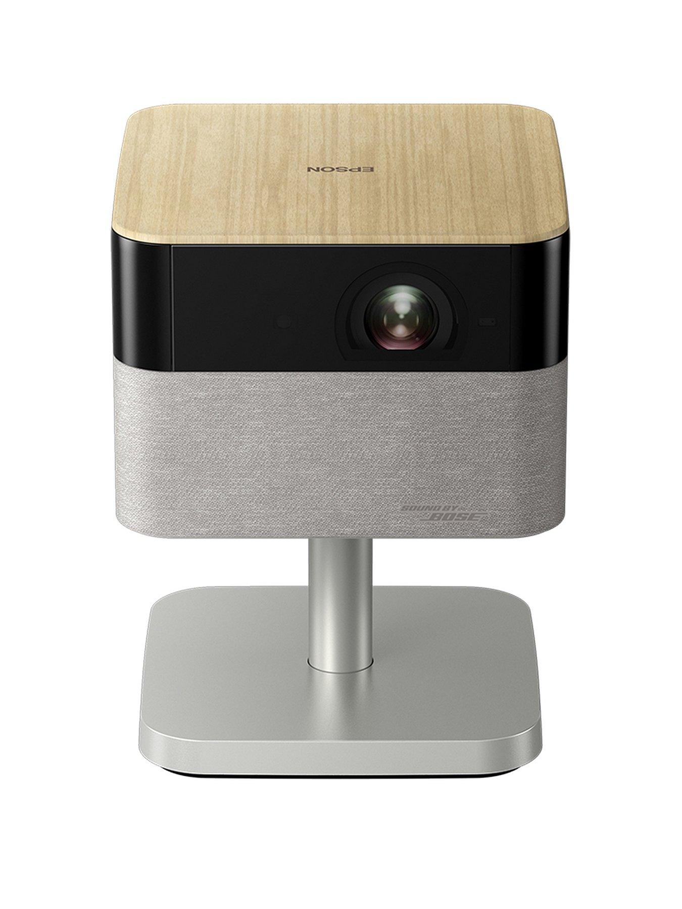 Epson Lifestudio Flex EF-72Oak, Portable Smart Projector, Sound by Bose, Google TV, 4K Pro UHD, Ambient Lighting, Adjustable Stand,Indoor/Outdoor Use