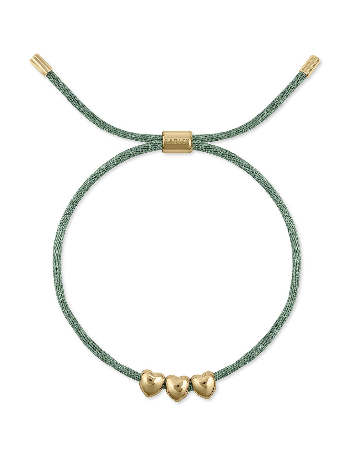 Radley 18ct Gold Plated Artichoke Coloured Cord Heart Charm Friendship Bracelet