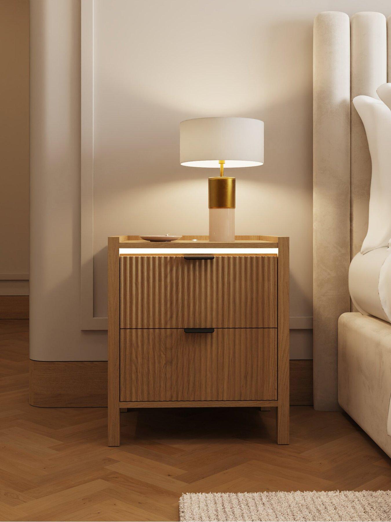 GFW Zion 2 Drawer Led Bedside Chest