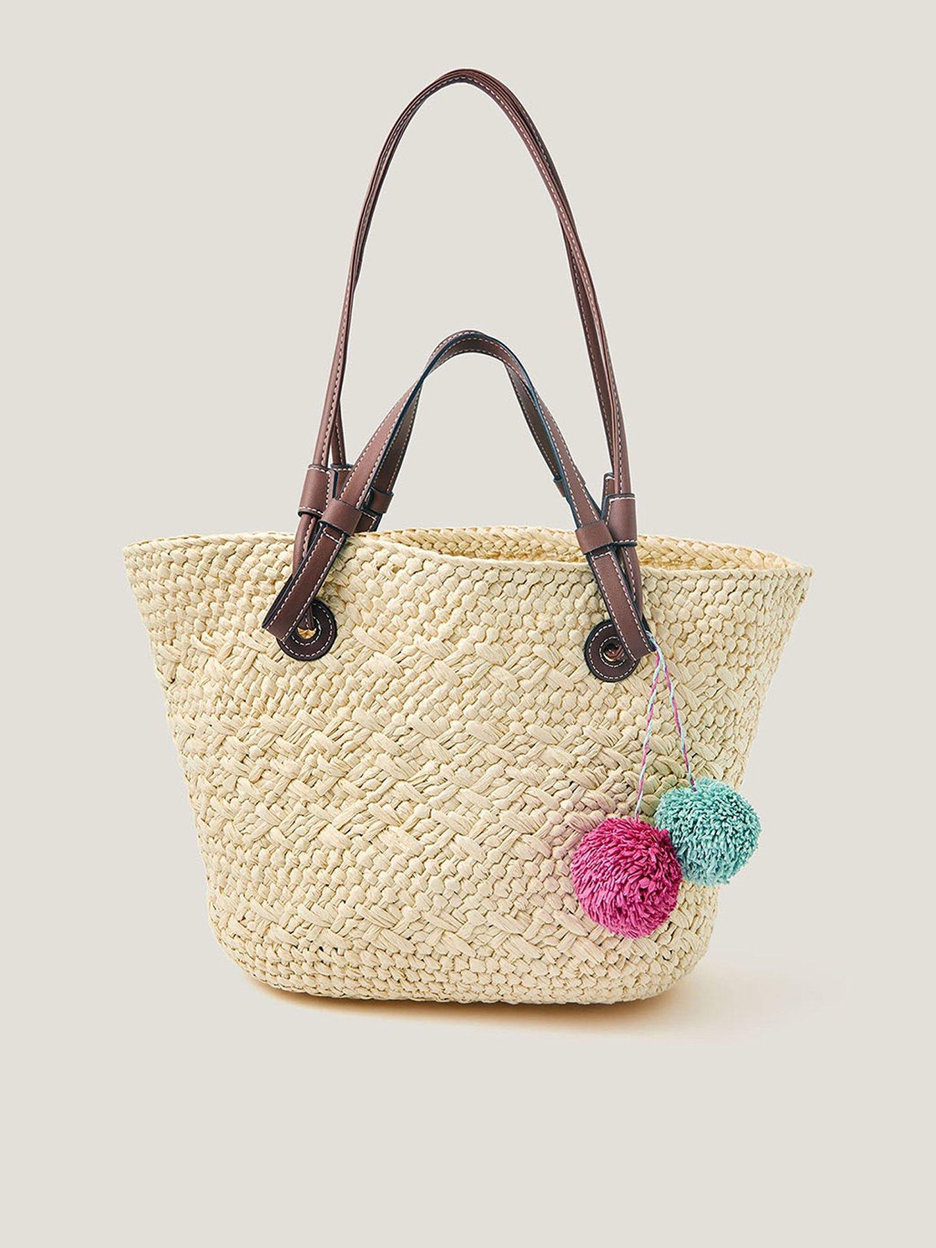 Image 1 of 5 of Monsoon Yvie Woven Raffia Basket Bag - Cream