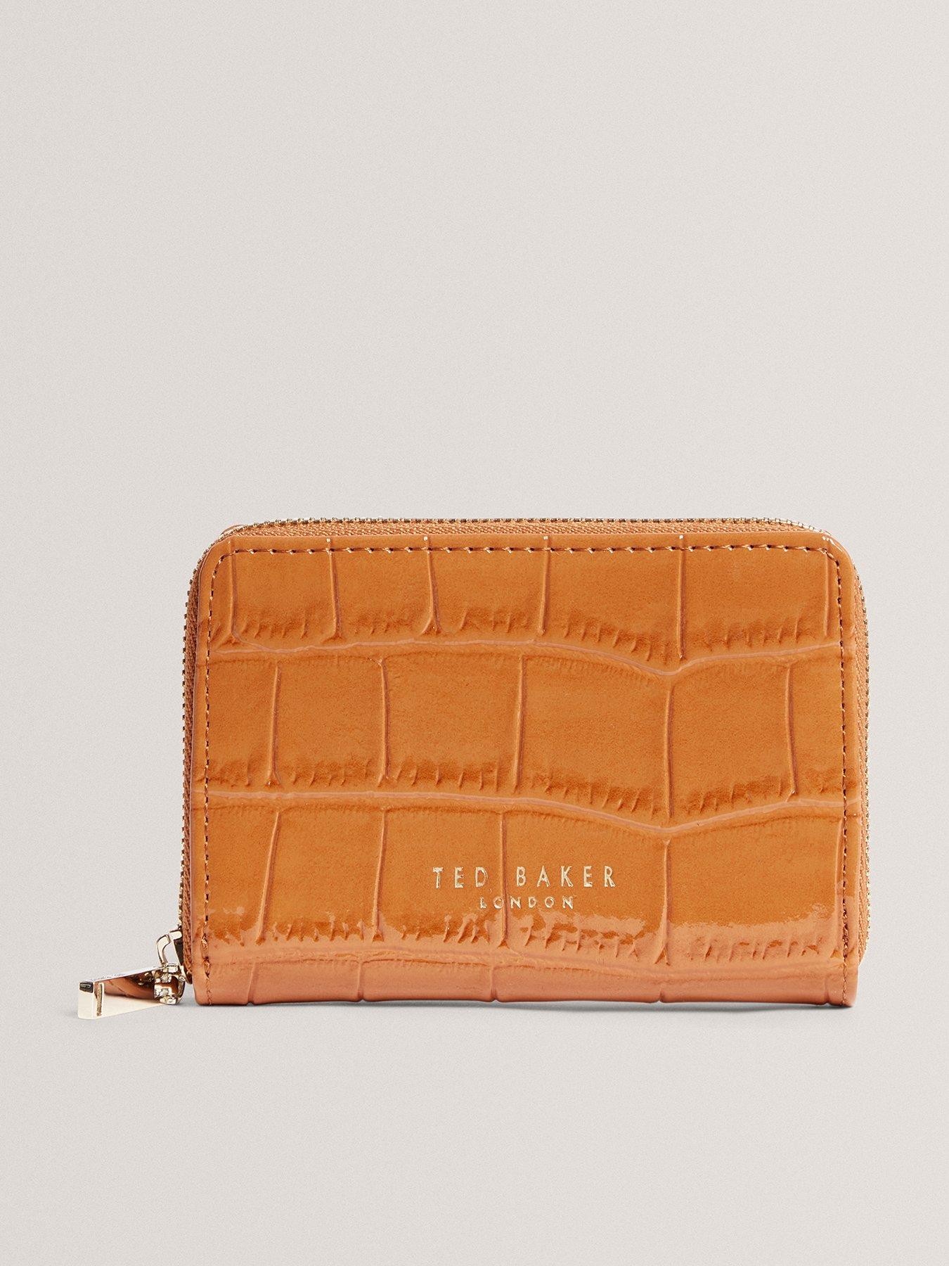 Ted Baker Croc Effect Small Zip Around Wallet - Brown
