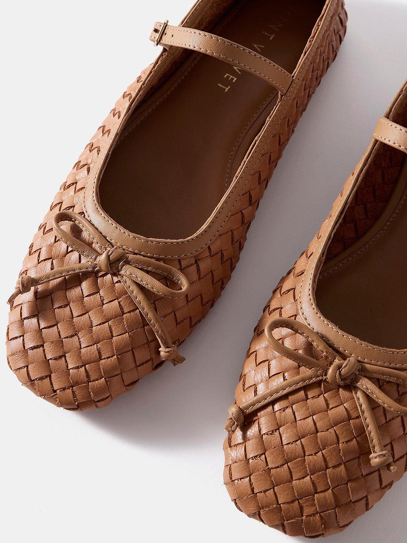Image 2 of 6 of Mint Velvet Charley Leather Woven Pumps - Brown
