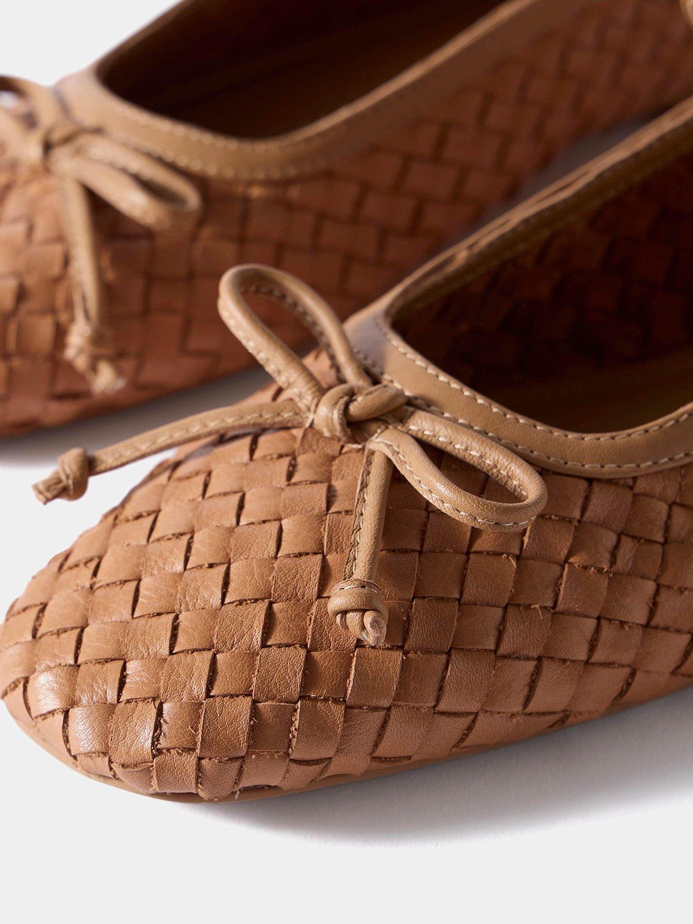 Image 3 of 6 of Mint Velvet Charley Leather Woven Pumps - Brown