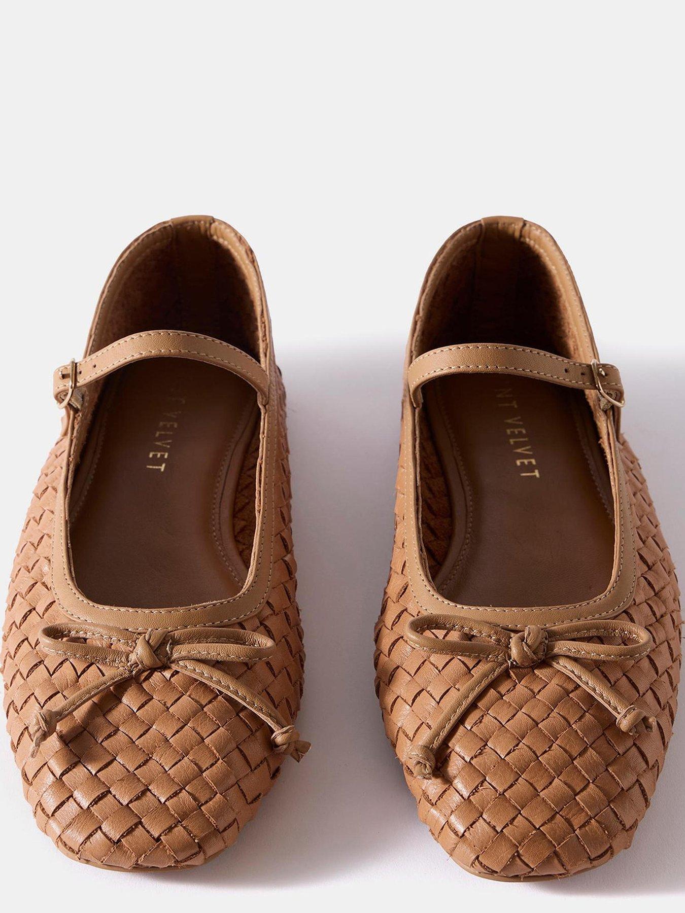 Image 4 of 6 of Mint Velvet Charley Leather Woven Pumps - Brown