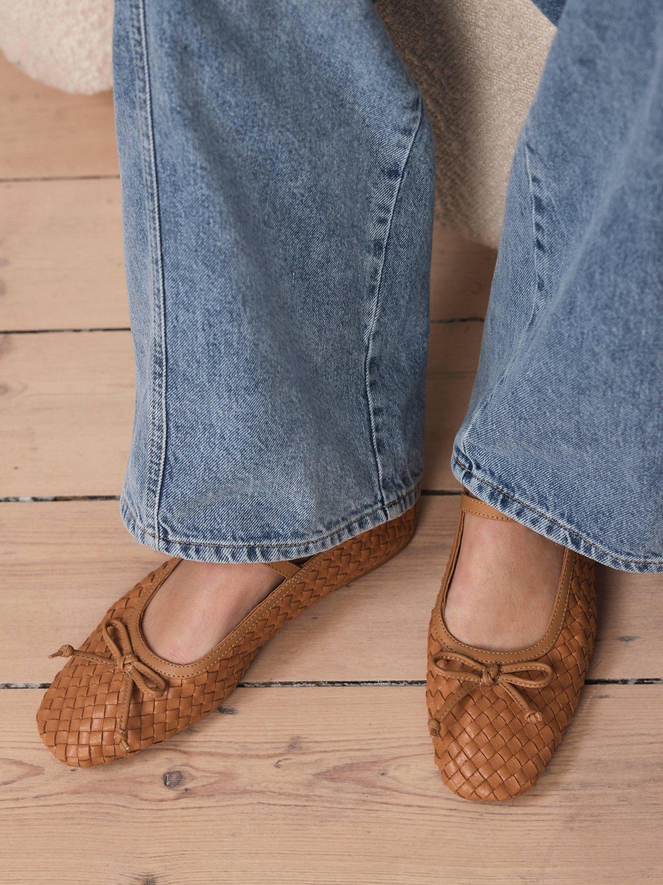 Image 5 of 6 of Mint Velvet Charley Leather Woven Pumps - Brown