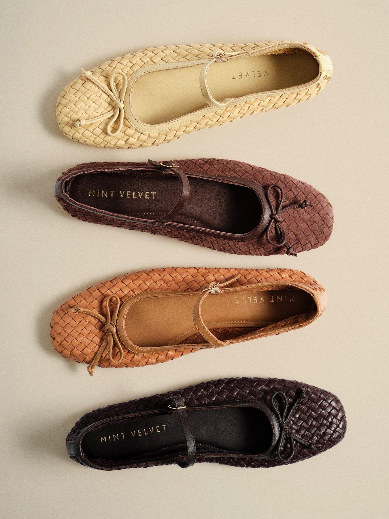 Image 6 of 6 of Mint Velvet Charley Leather Woven Pumps - Brown