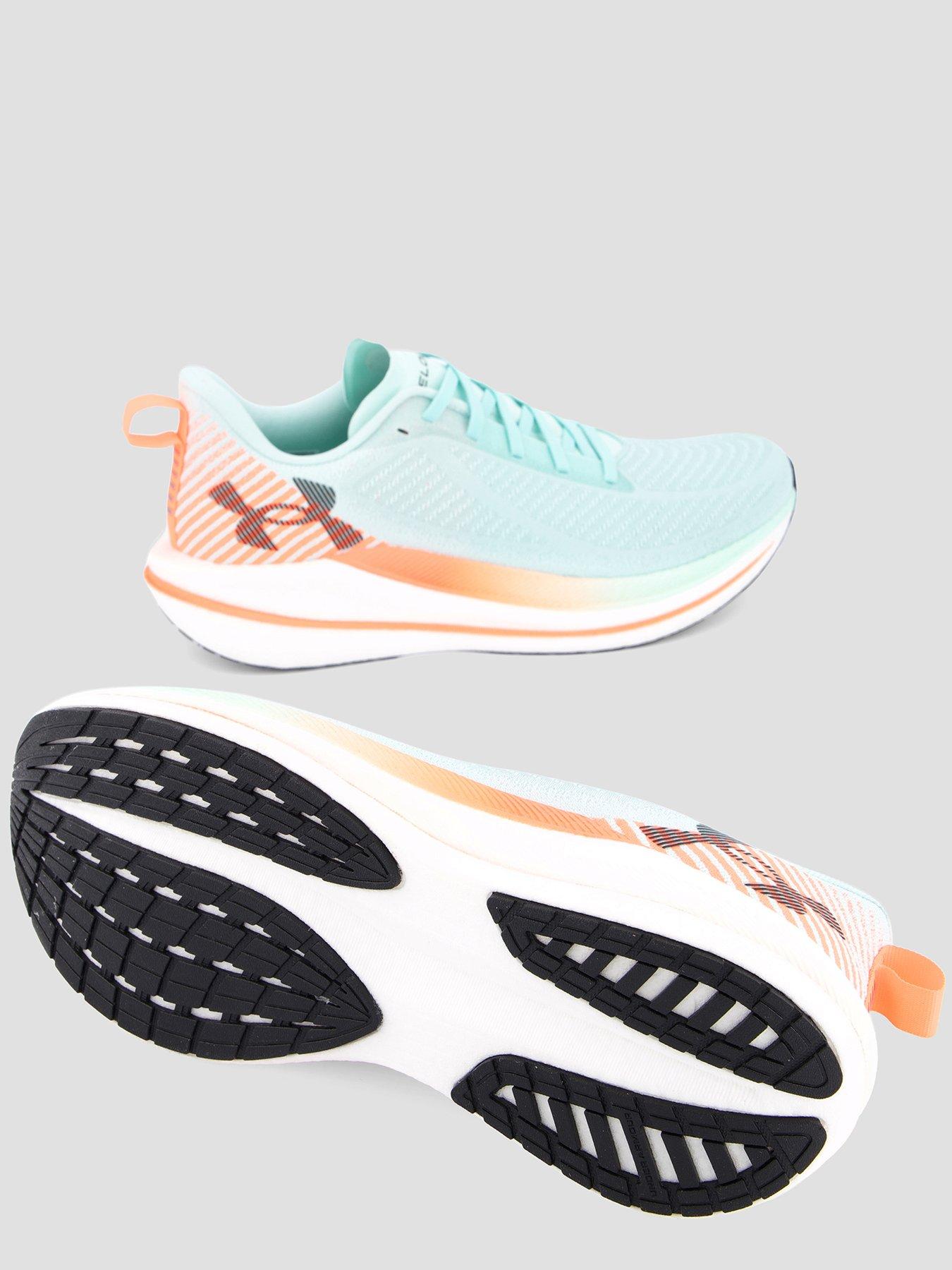 Image 4 of 7 of UNDER ARMOUR Mens Velociti Speed Running Shoes - Refresh Mint / White / Electric Tangerine