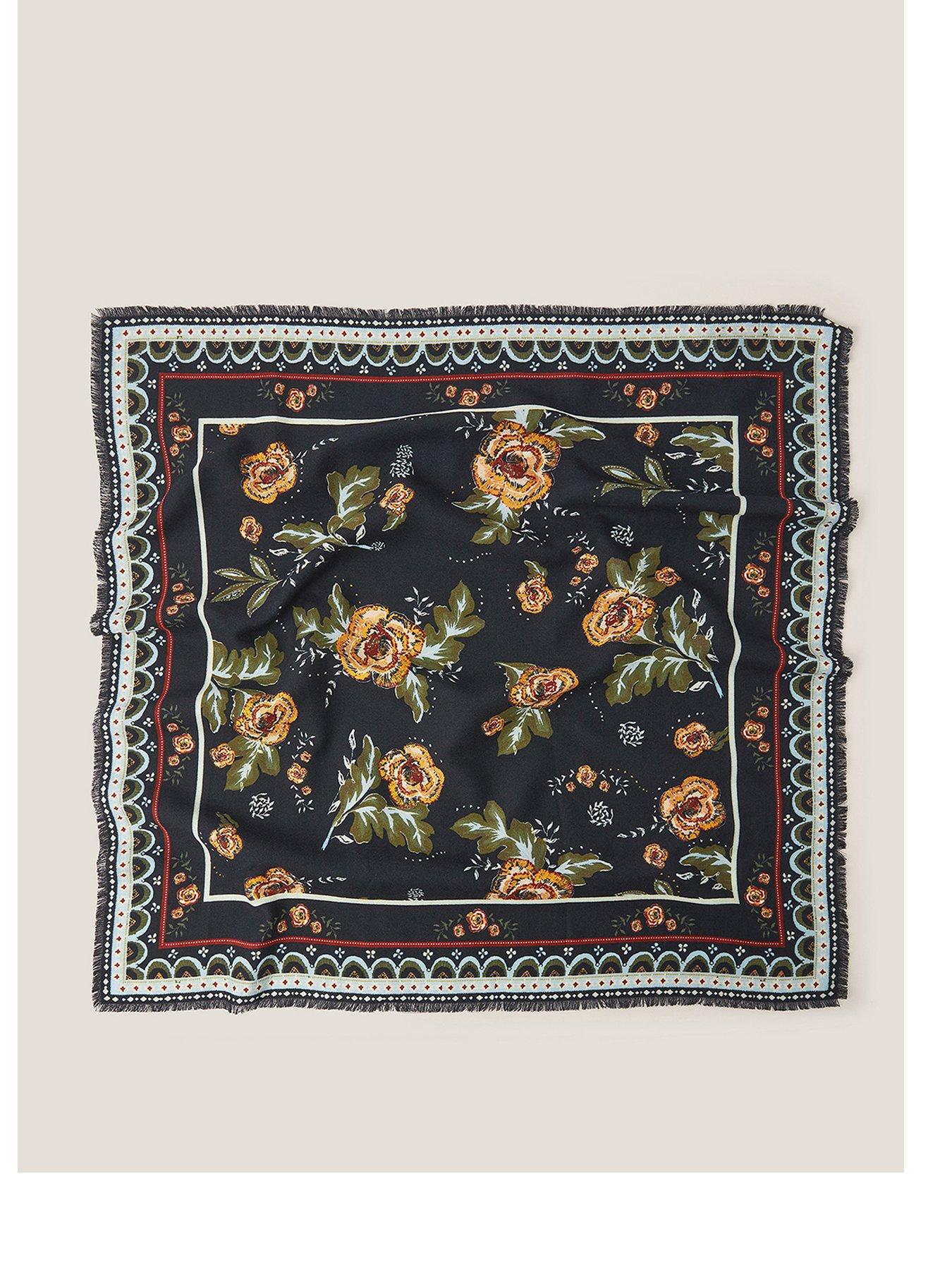 Monsoon Rosalie Border Fringe Scarf - Blue